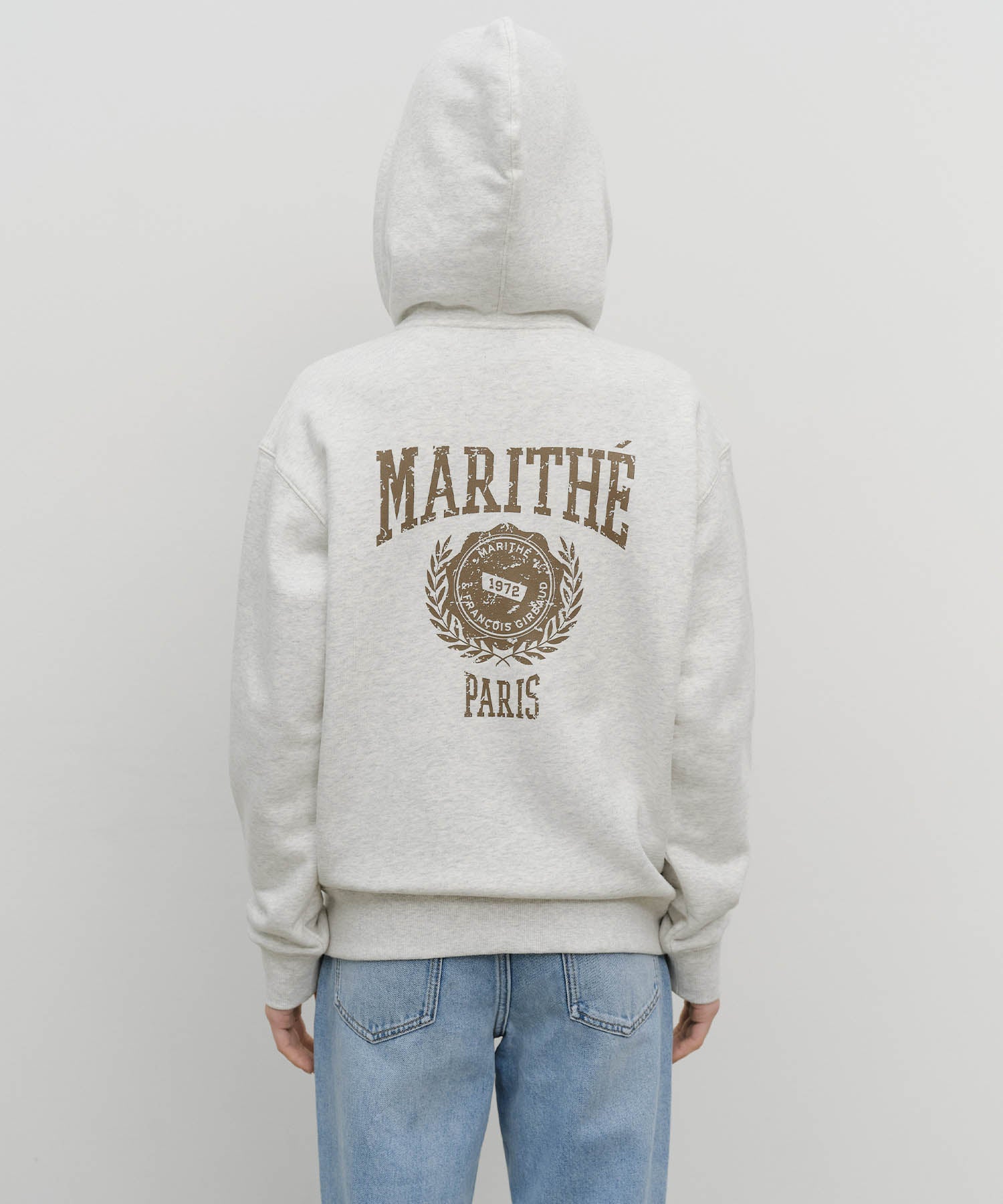 Marithe & Francois Girbaud - Big College Logo Graphic Hoodie Zipup (Light Heather Gray) product image 3 | TRAB K-Fashion Australia