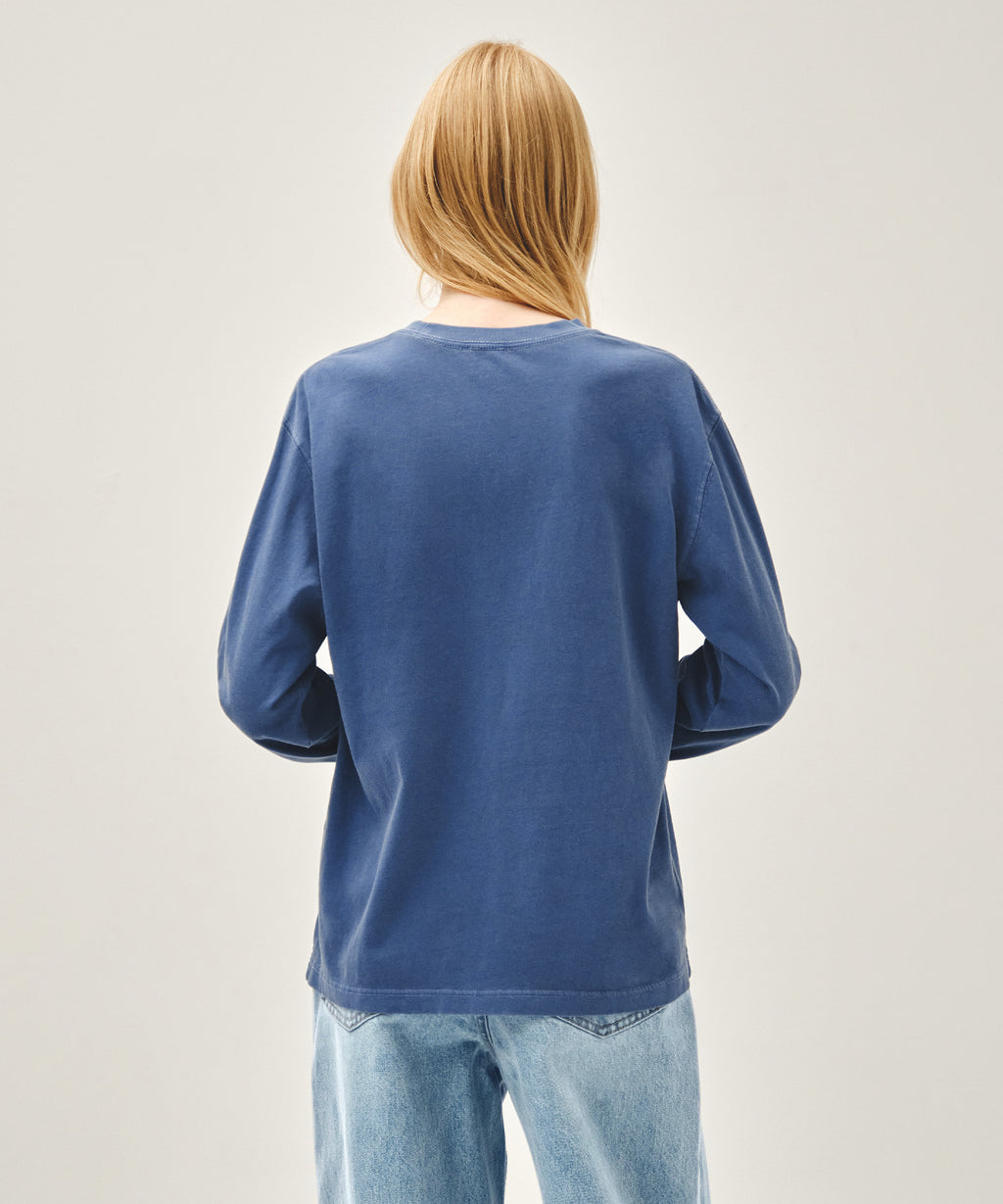 Marithe & Francois Girbaud - Shadow Classic Logo Dyeing Long Sleeve Tee (Blue) product image 3 | TRAB K-Fashion Australia