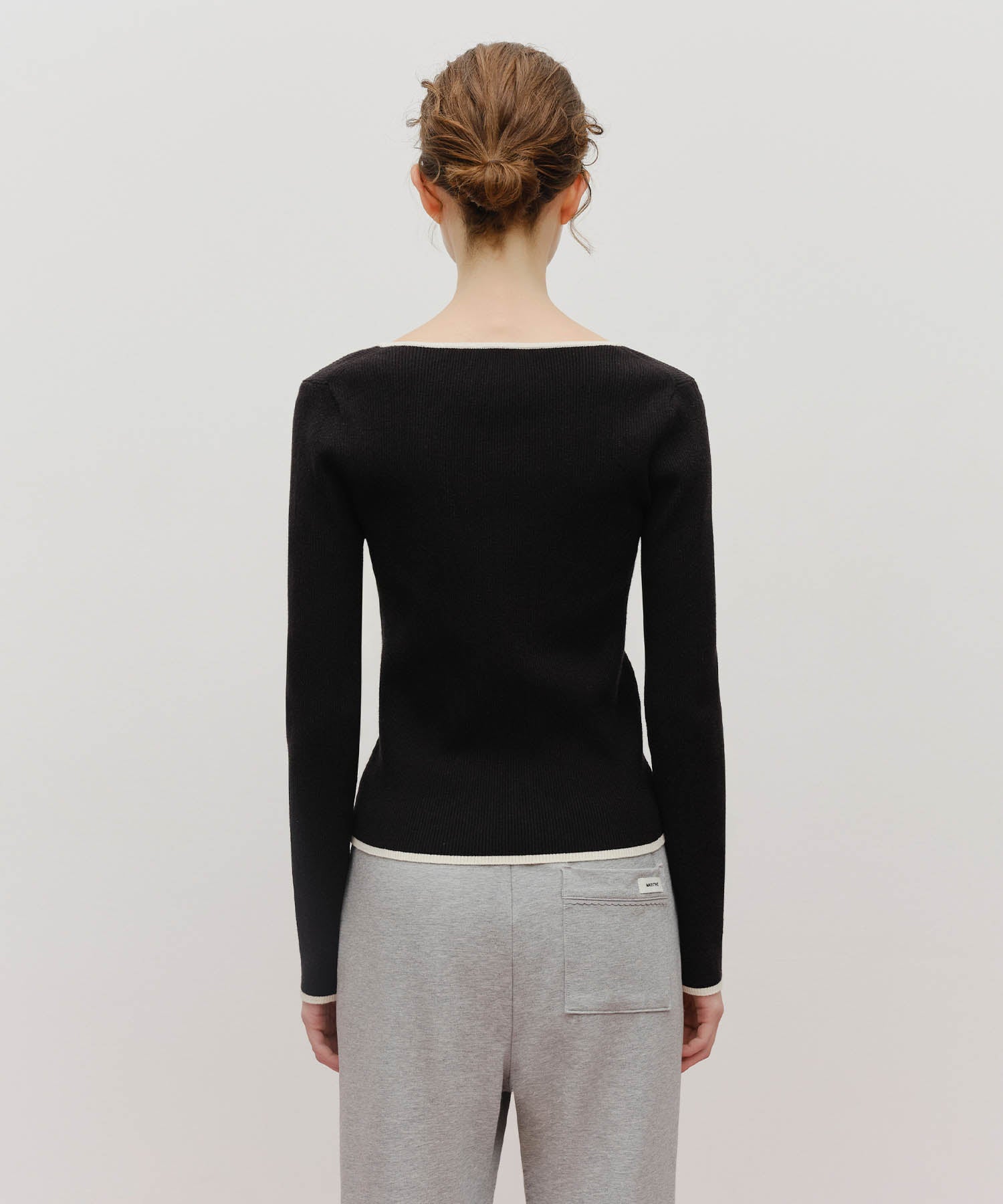 Marithe & Francois Girbaud - Color Point Square Neck Knit Pullover (Black) product image 3 | TRAB K-Fashion Australia