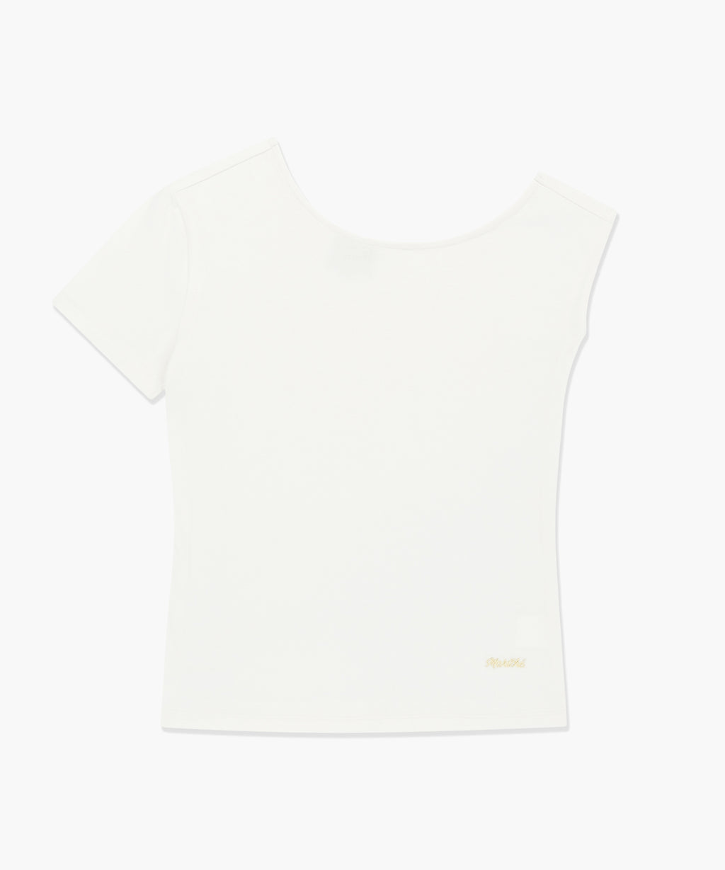 Marithe & Francois Girbaud - Small Classic Logo One Shoulder Layered Tee (Ivory) product image 3 | TRAB K-Fashion Australia