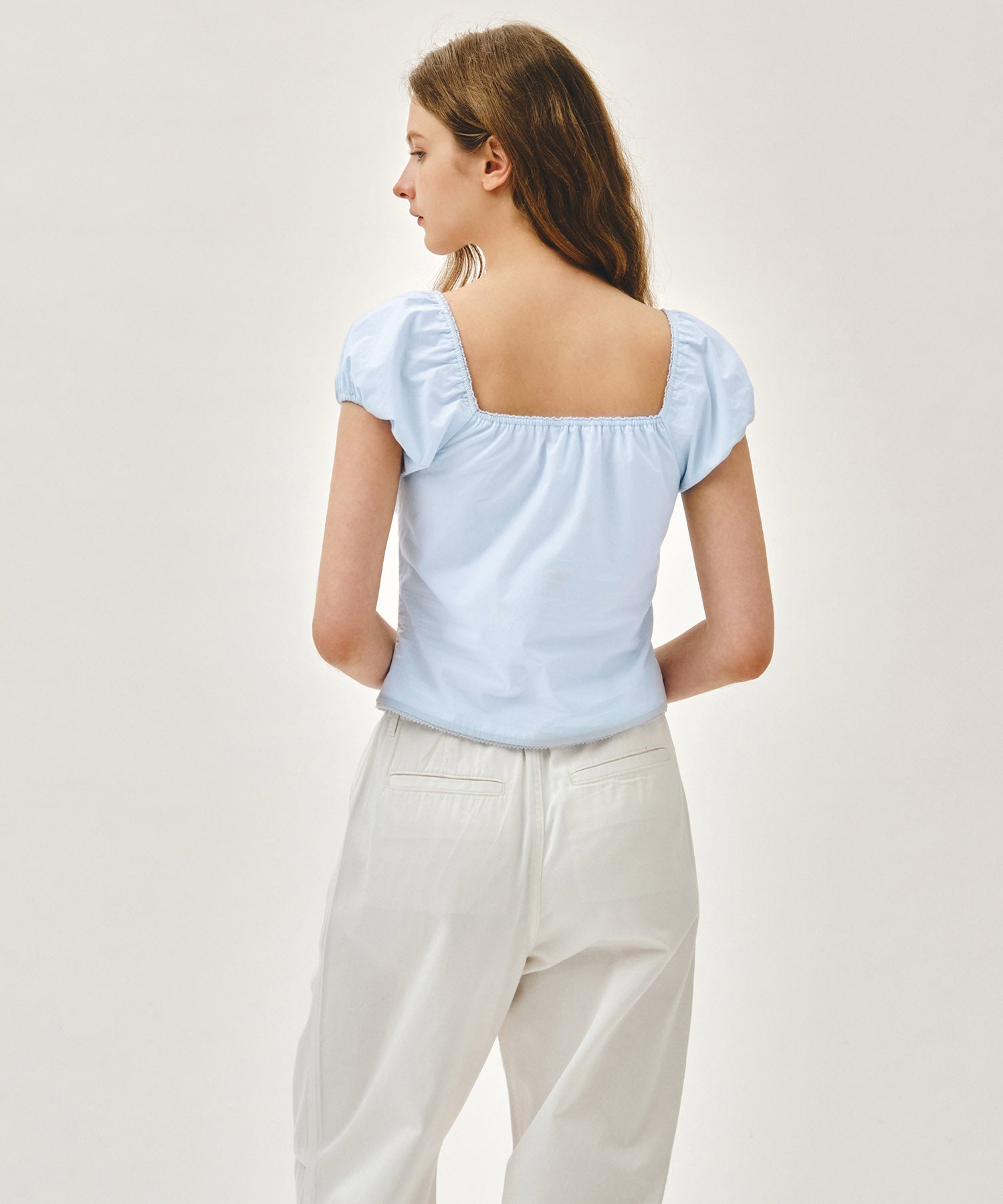 Marithe & Francois Girbaud - Cap Sleeve Ribbon Blouse (Sky Blue) product image 4 | TRAB K-Fashion Australia