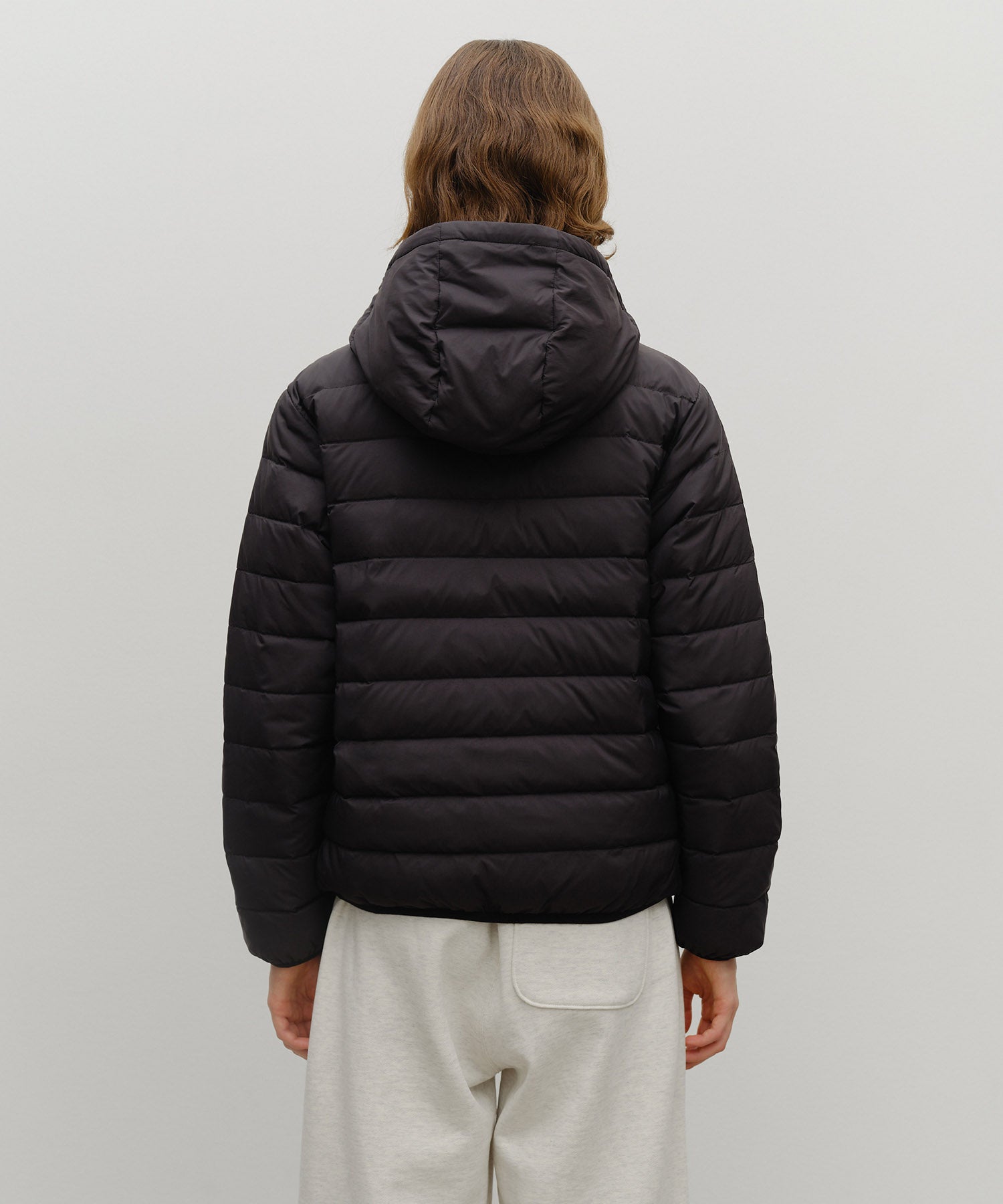 Marithe & Francois Girbaud - Classic Logo Hooded Light Down Jacket (Black) product image 3 | TRAB K-Fashion Australia