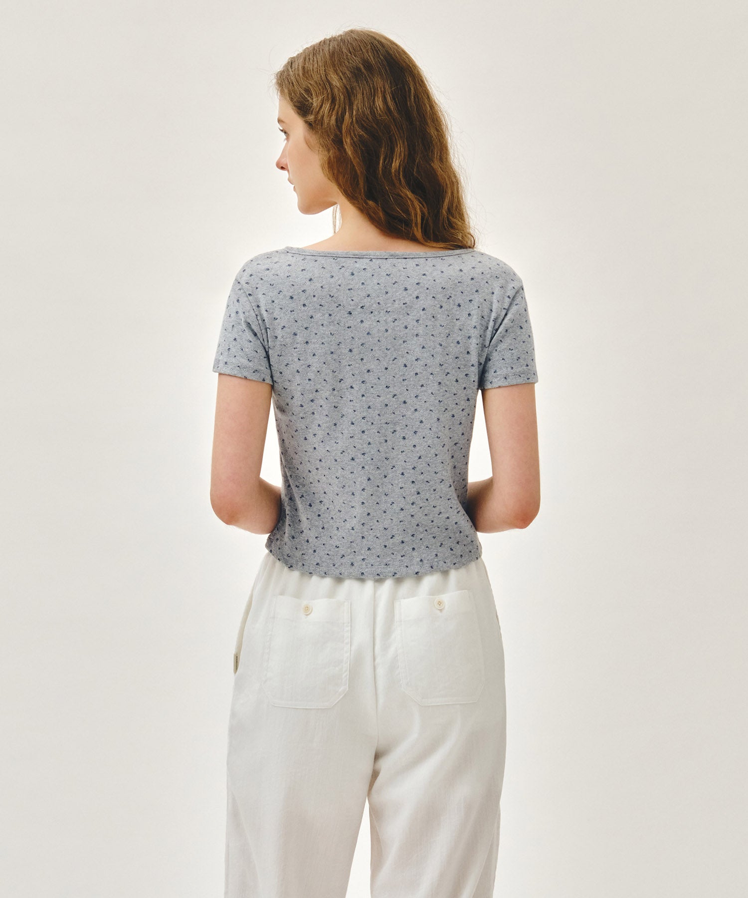 Marithe & Francois Girbaud - Flower Slim Crop Tee (Melange Gray) product image 3 | TRAB K-Fashion Australia