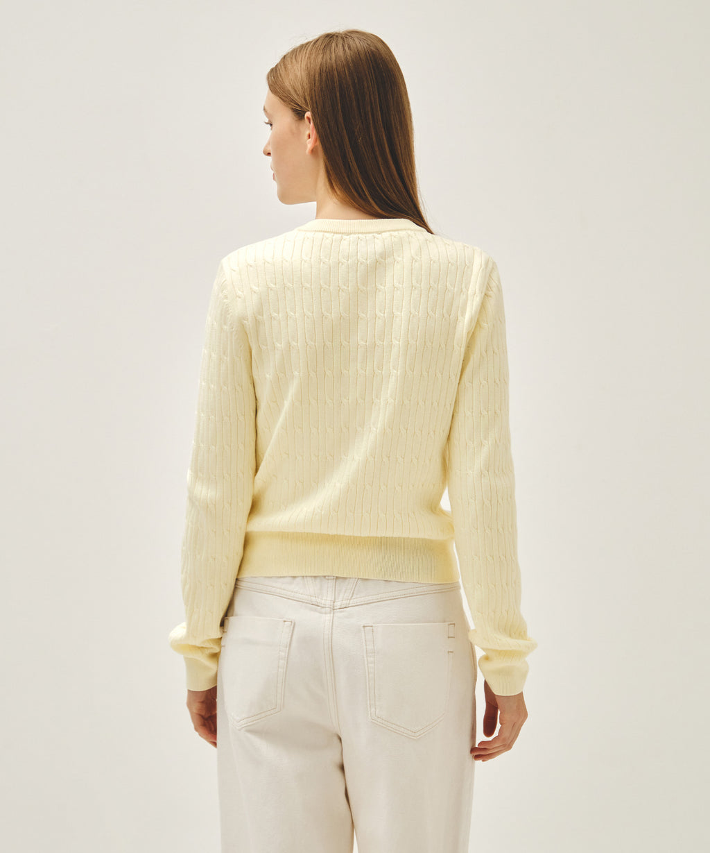 Marithe & Francois Girbaud - Cable Knit Cardigan (Ivory) product image 3 | TRAB K-Fashion Australia
