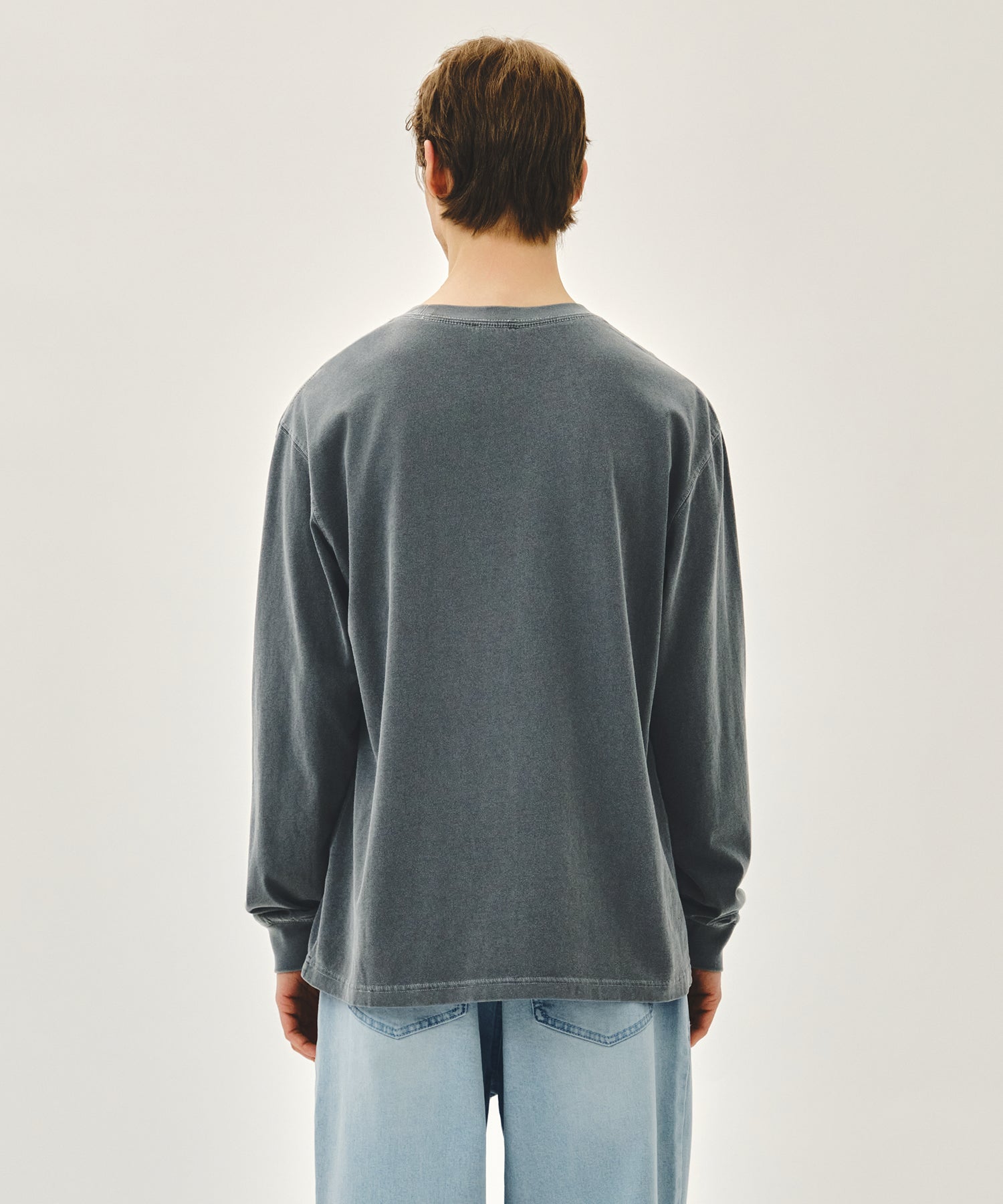 Marithe & Francois Girbaud - Shadow Classic Logo Dyeing Long Sleeve Tee (Charcoal) product image 3 | TRAB K-Fashion Australia