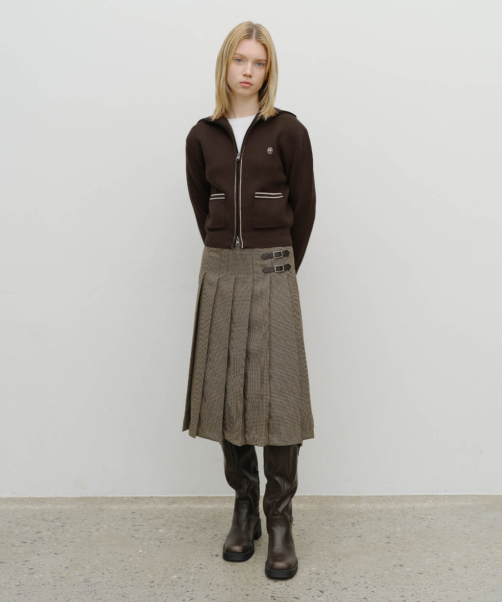 Marithe & Francois Girbaud - Side Buckle Pleated Midi Skirt (Brown) product image 6 | TRAB K-Fashion Australia