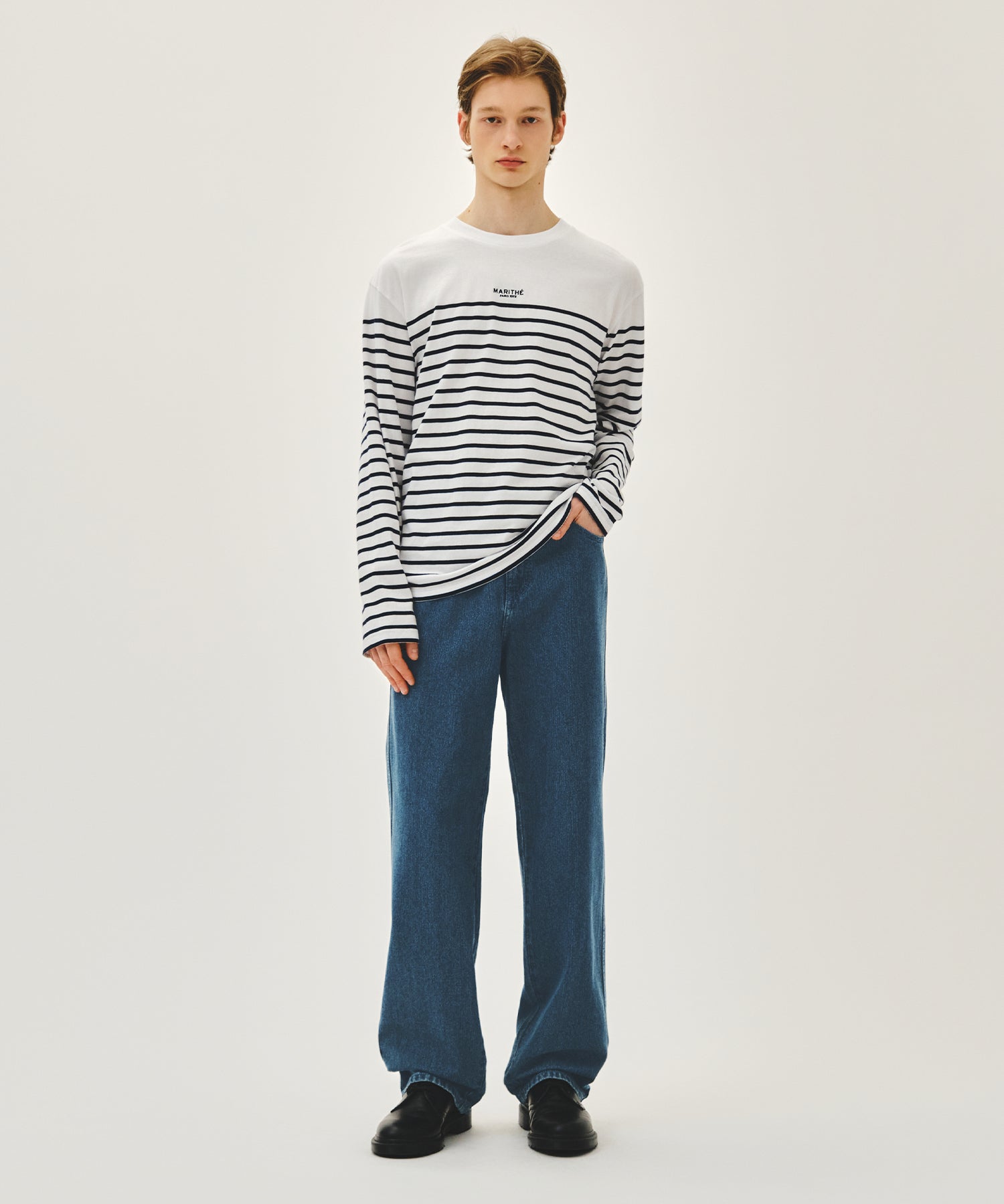 Marithe & Francois Girbaud - High Straight Stripe Denim Pants (Blue) product image 2 | TRAB K-Fashion Australia