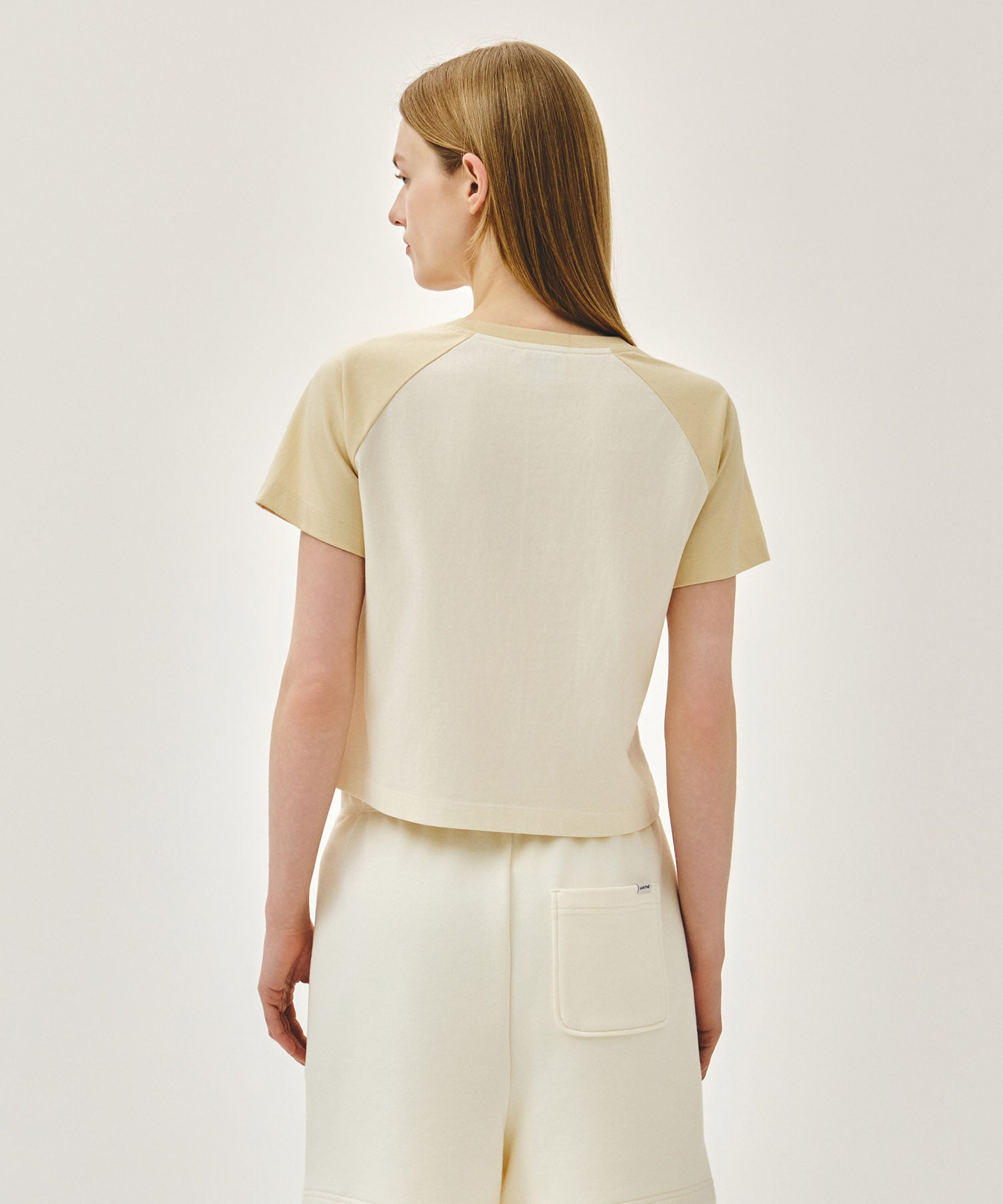 Marithe & Francois Girbaud - Small Regular Logo Raglan Crop Tee (Butter) product image 3 | TRAB K-Fashion Australia