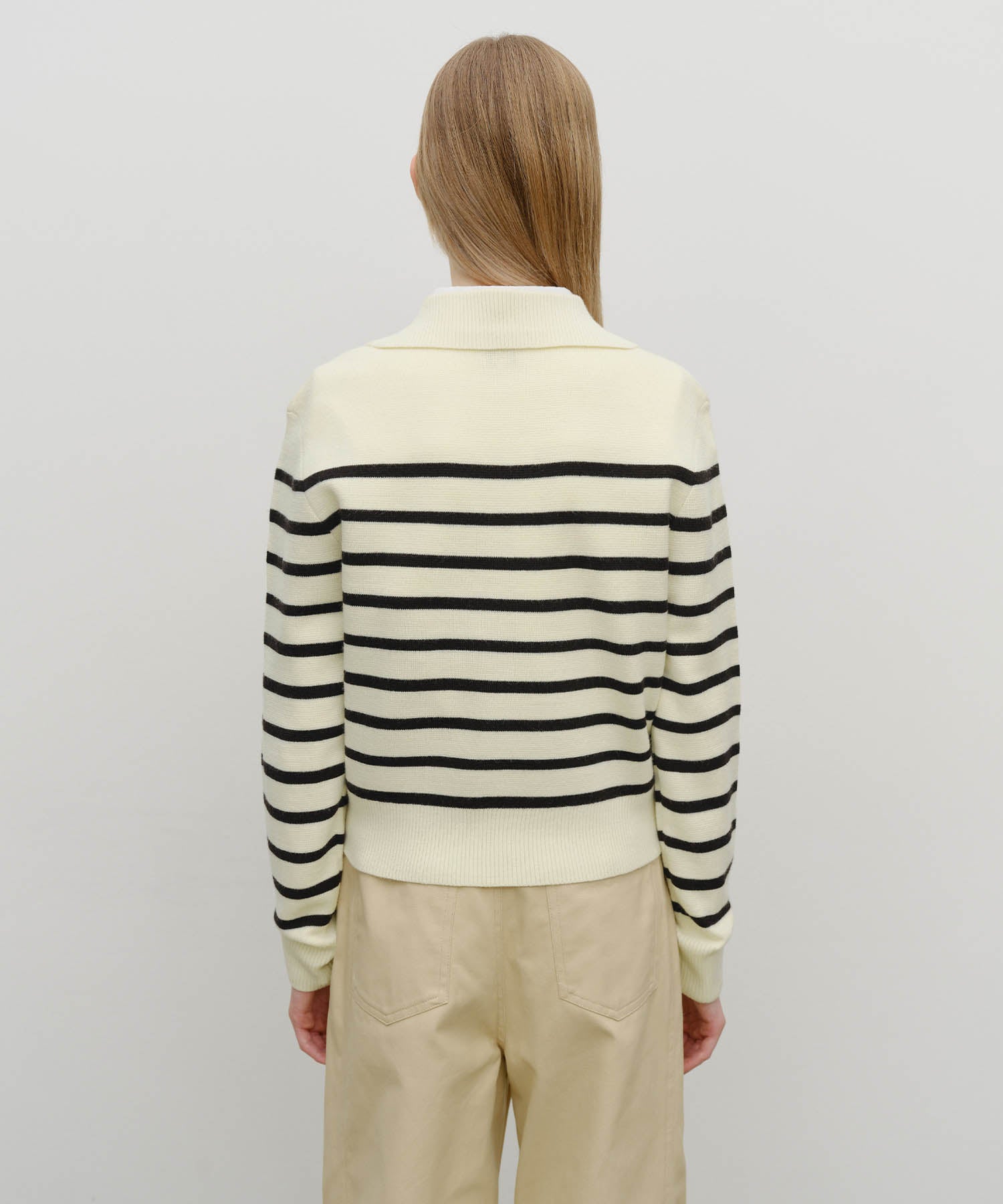 Marithe & Francois Girbaud - Stripe Polo Knit (Ivory) product image 3 | TRAB K-Fashion Australia