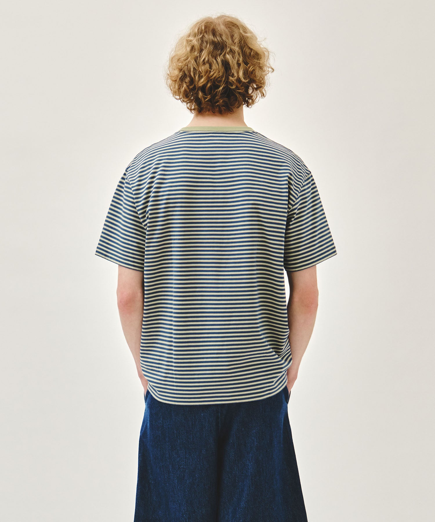 Marithe & Francois Girbaud - Small Classic Logo Stripe Ringer Tee (Light Green) product image 3 | TRAB K-Fashion Australia