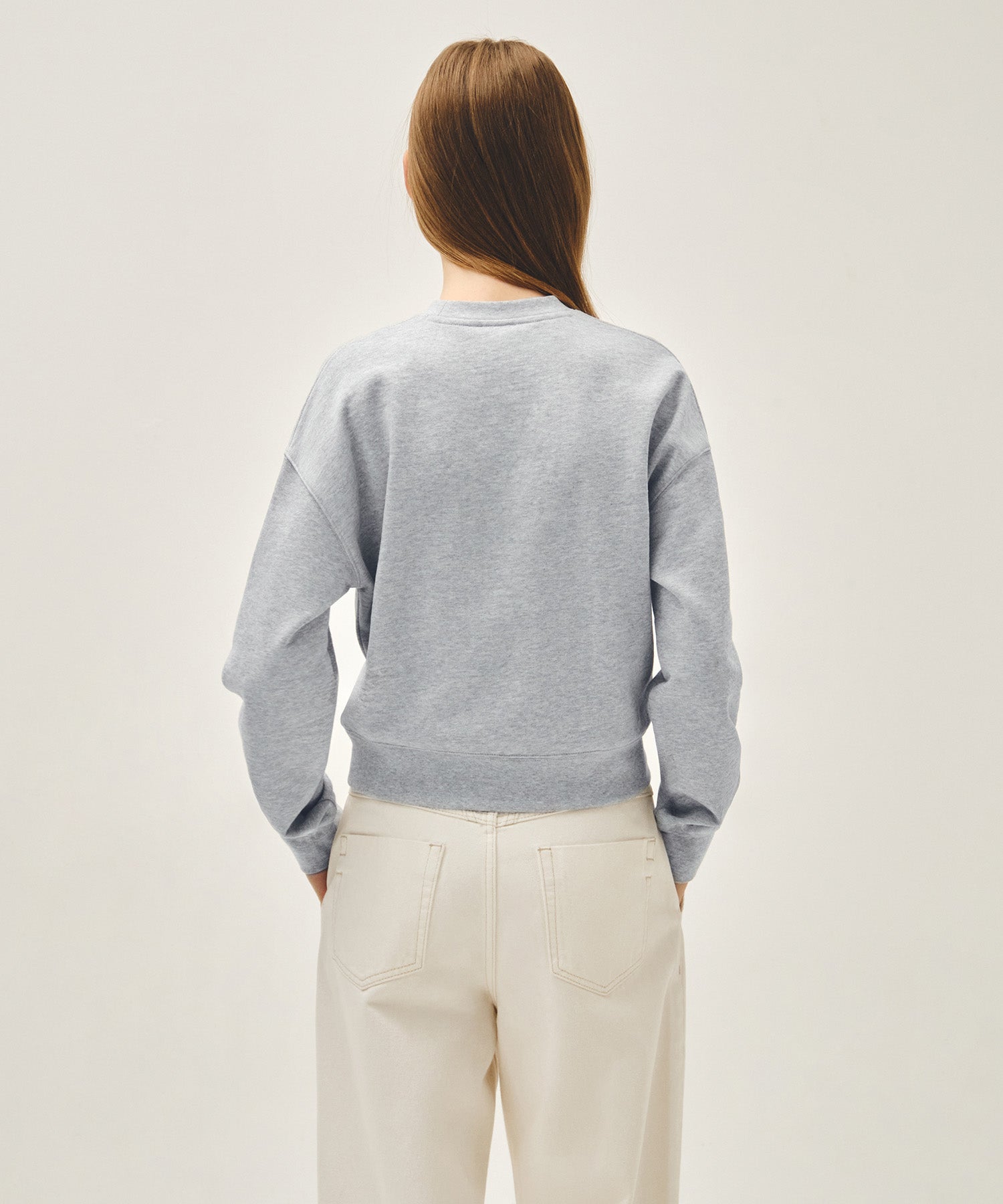 Marithe & Francois Girbaud - Classic Logo Crop Sweatshirt (Heather Gray) product image 3 | TRAB K-Fashion Australia