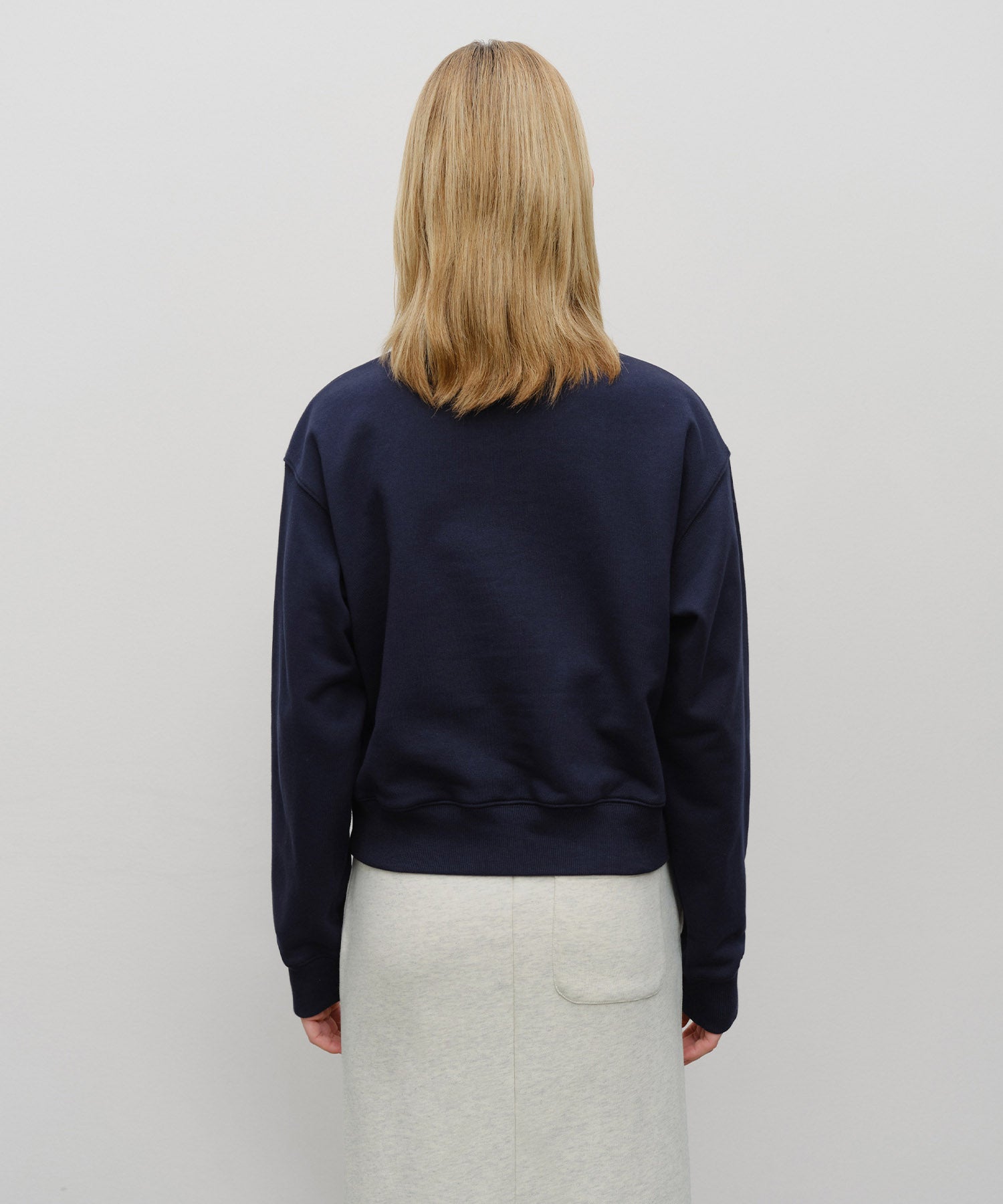 Marithe & Francois Girbaud - Classic Logo Half Zipup Crop Sweatshirt (Navy) product image 3 | TRAB K-Fashion Australia