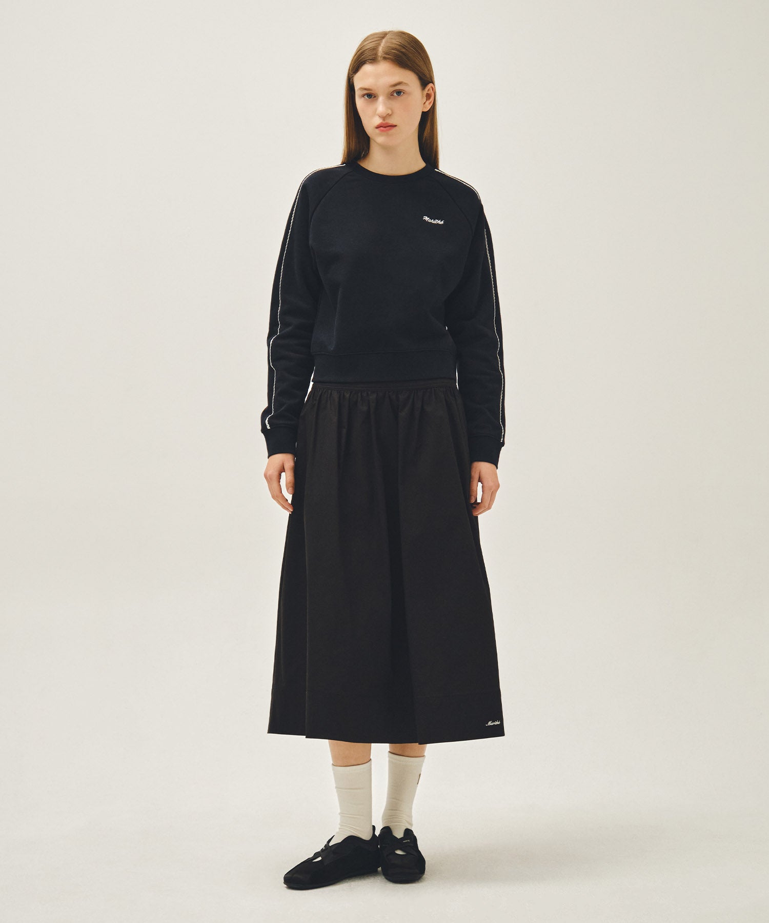 Marithe & Francois Girbaud - Cotton Waist Wrinkle Skirt (Black) product image 3 | TRAB K-Fashion Australia
