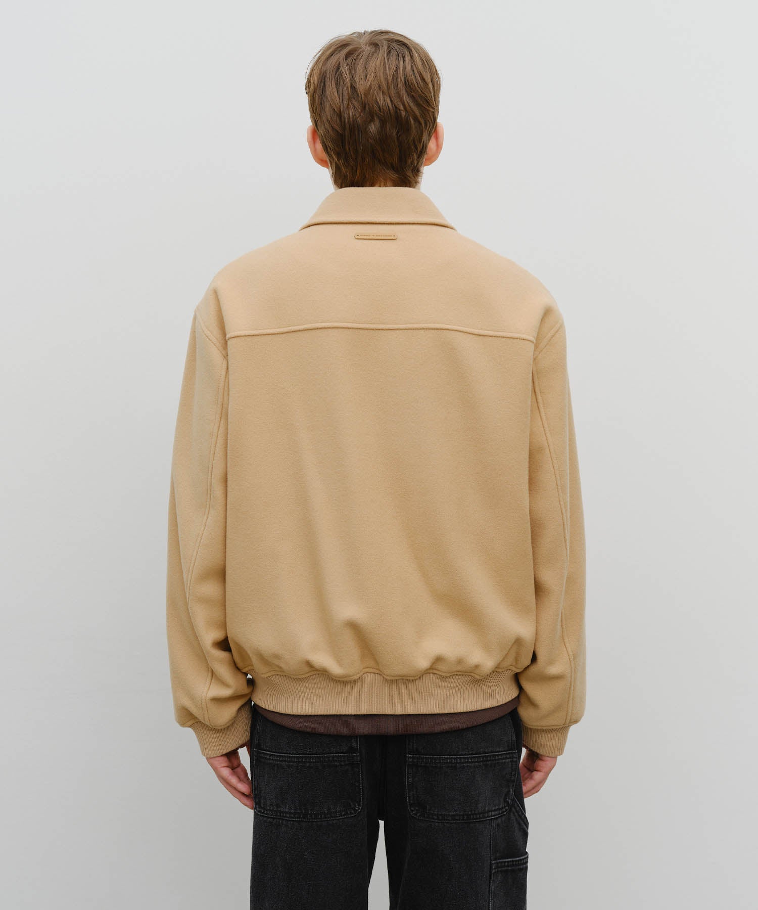 Marithe & Francois Girbaud - Wool Collar Varsity Jacket (Beige) product image 3 | TRAB K-Fashion Australia