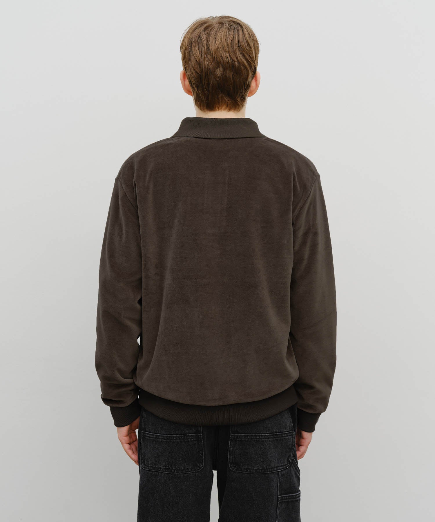 Marithe & Francois Girbaud - Classic Logo Collared Velour Sweatshirt (Brown) product image 3 | TRAB K-Fashion Australia