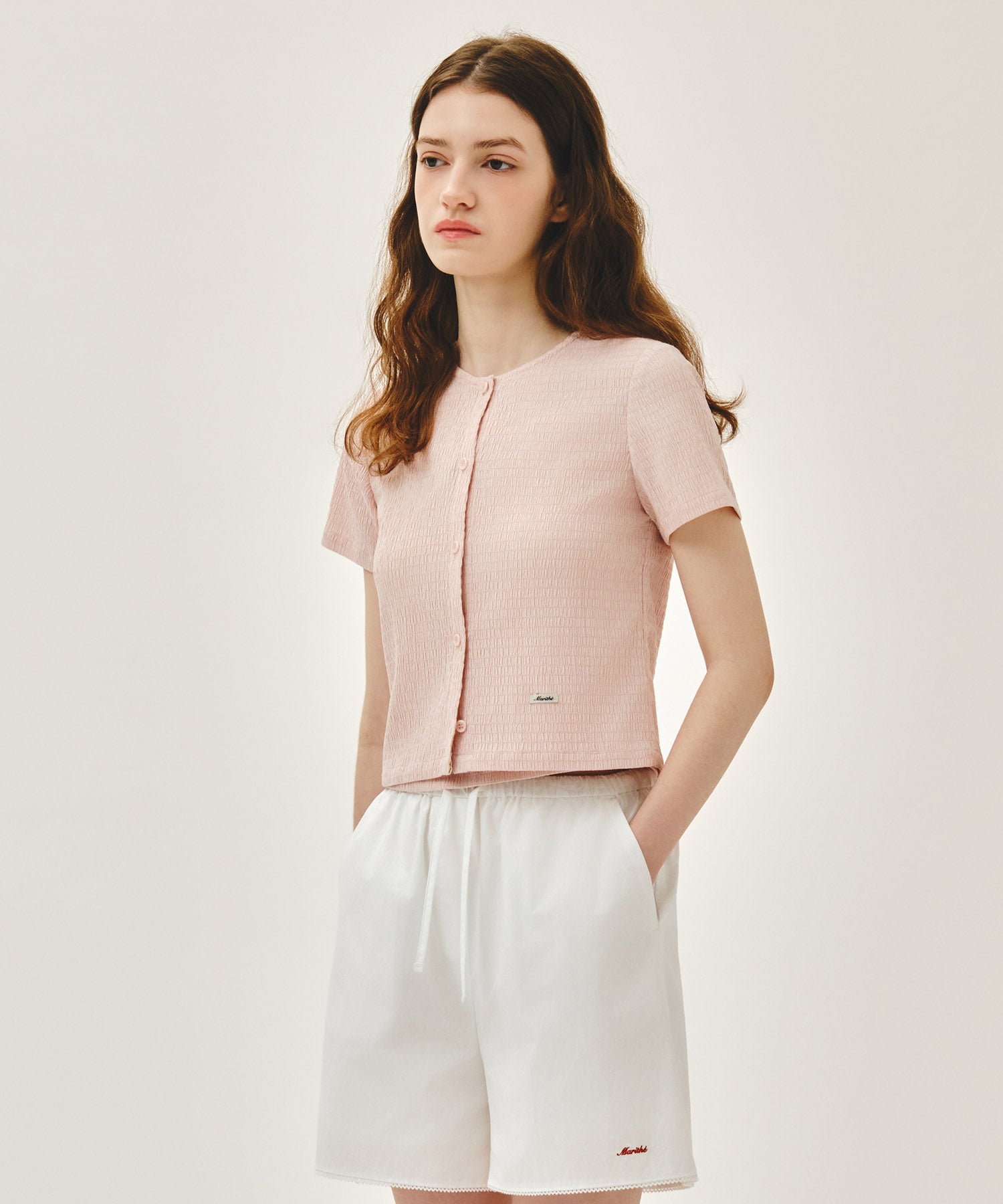 Marithe & Francois Girbaud - Crinkle Sleeveless + Cardigan Set (Pink) product image 3 | TRAB K-Fashion Australia