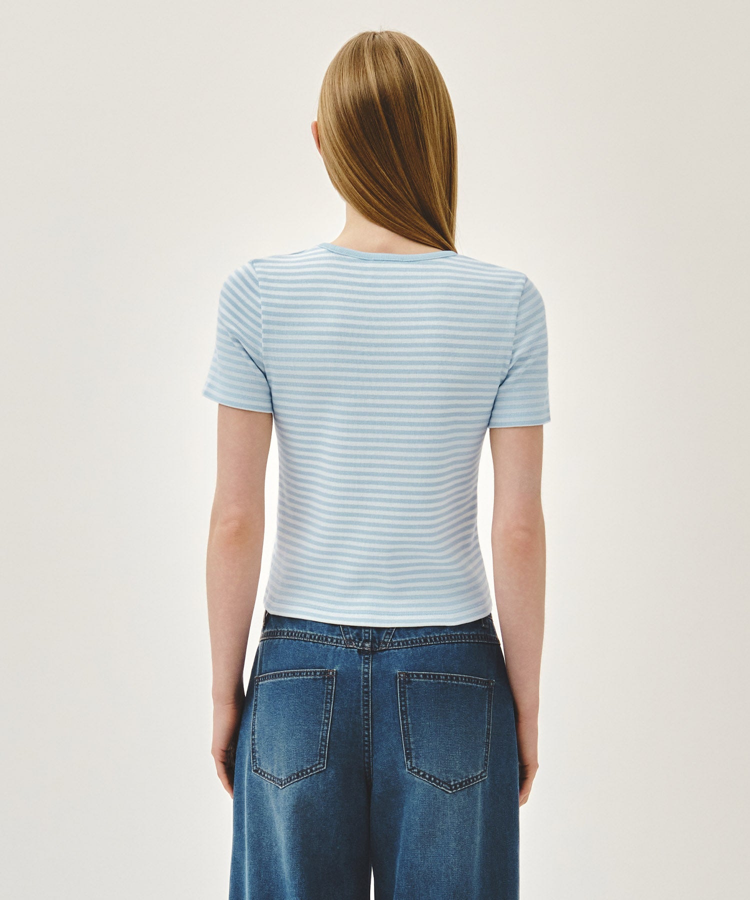 Marithe & Francois Girbaud - Deep Neck Ringer Tee (Sky Blue) product image 3 | TRAB K-Fashion Australia