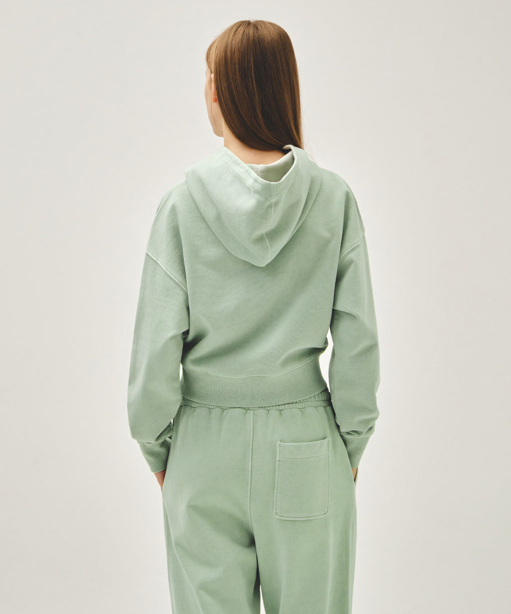Marithe & Francois Girbaud - Shadow Classic Logo Dyeing Crop Hoodie (Mint) product image 3 | TRAB K-Fashion Australia