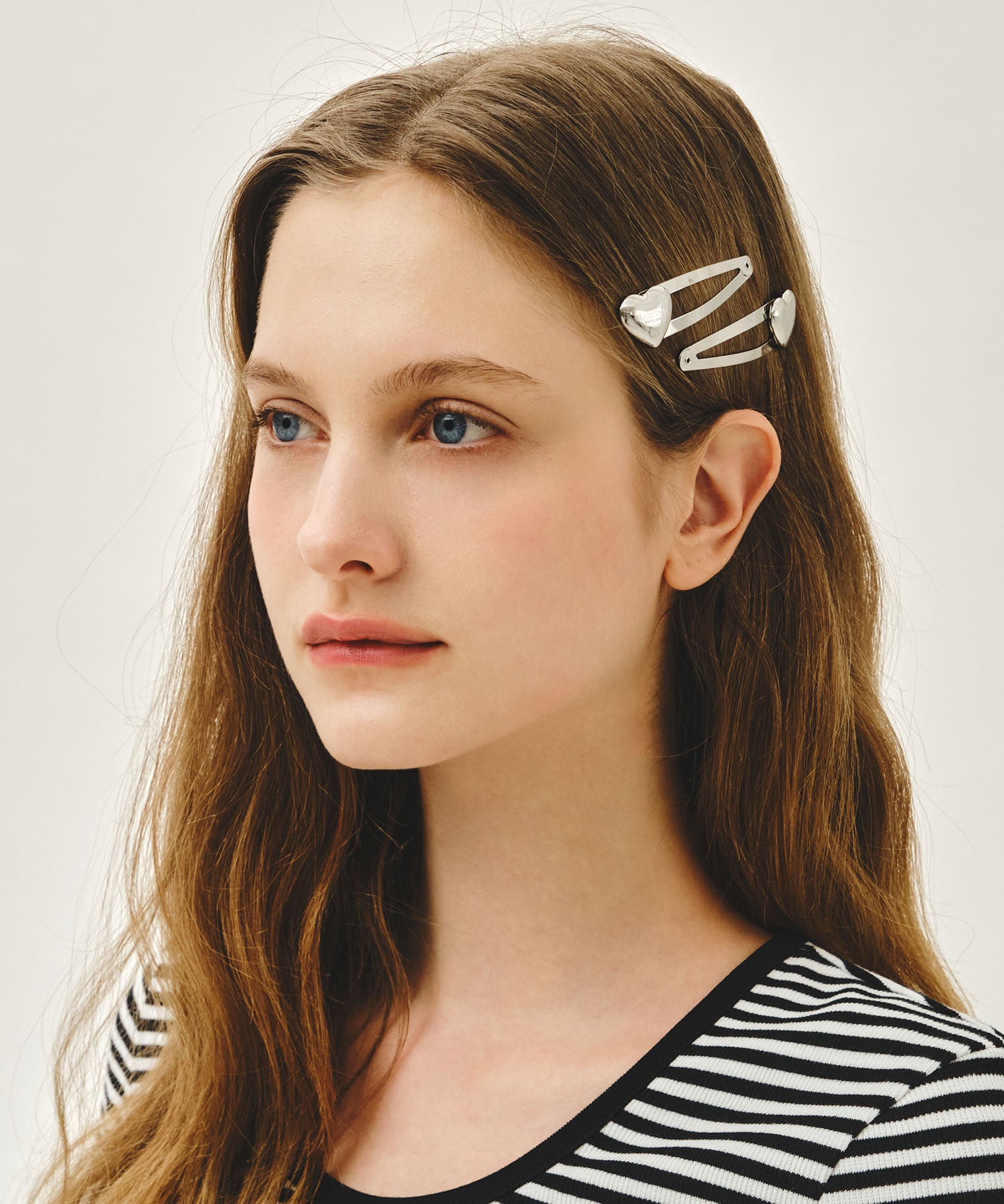 Marithe & Francois Girbaud - Regular Logo Heart Hair Pin 2pack (Silver) product image 3 | TRAB K-Fashion Australia