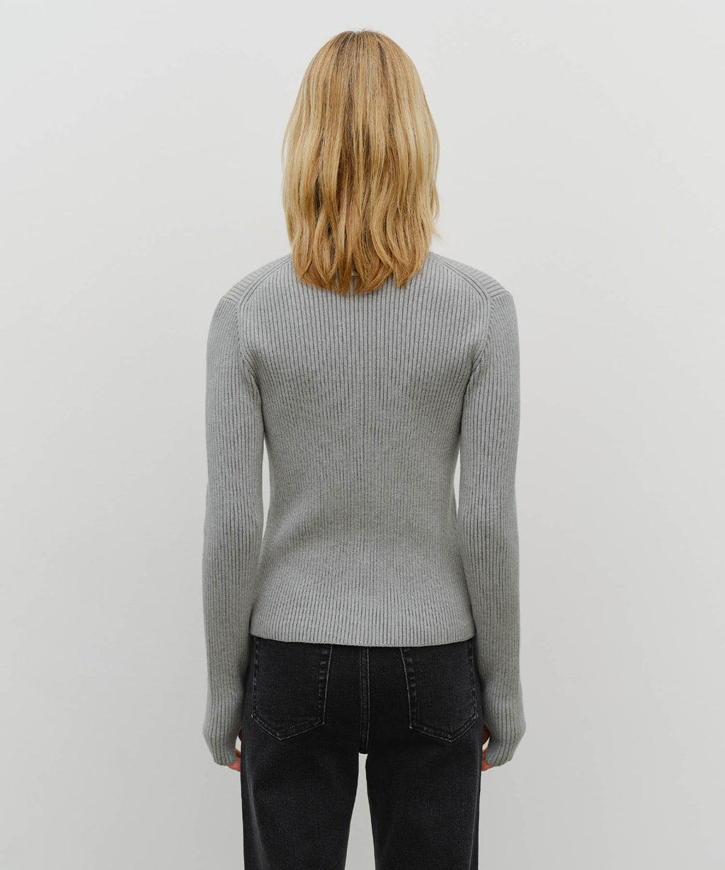 Marithe & Francois Girbaud - Two Way High Neck Zipup Cardigan (Heather Gray) product image 3 | TRAB K-Fashion Australia