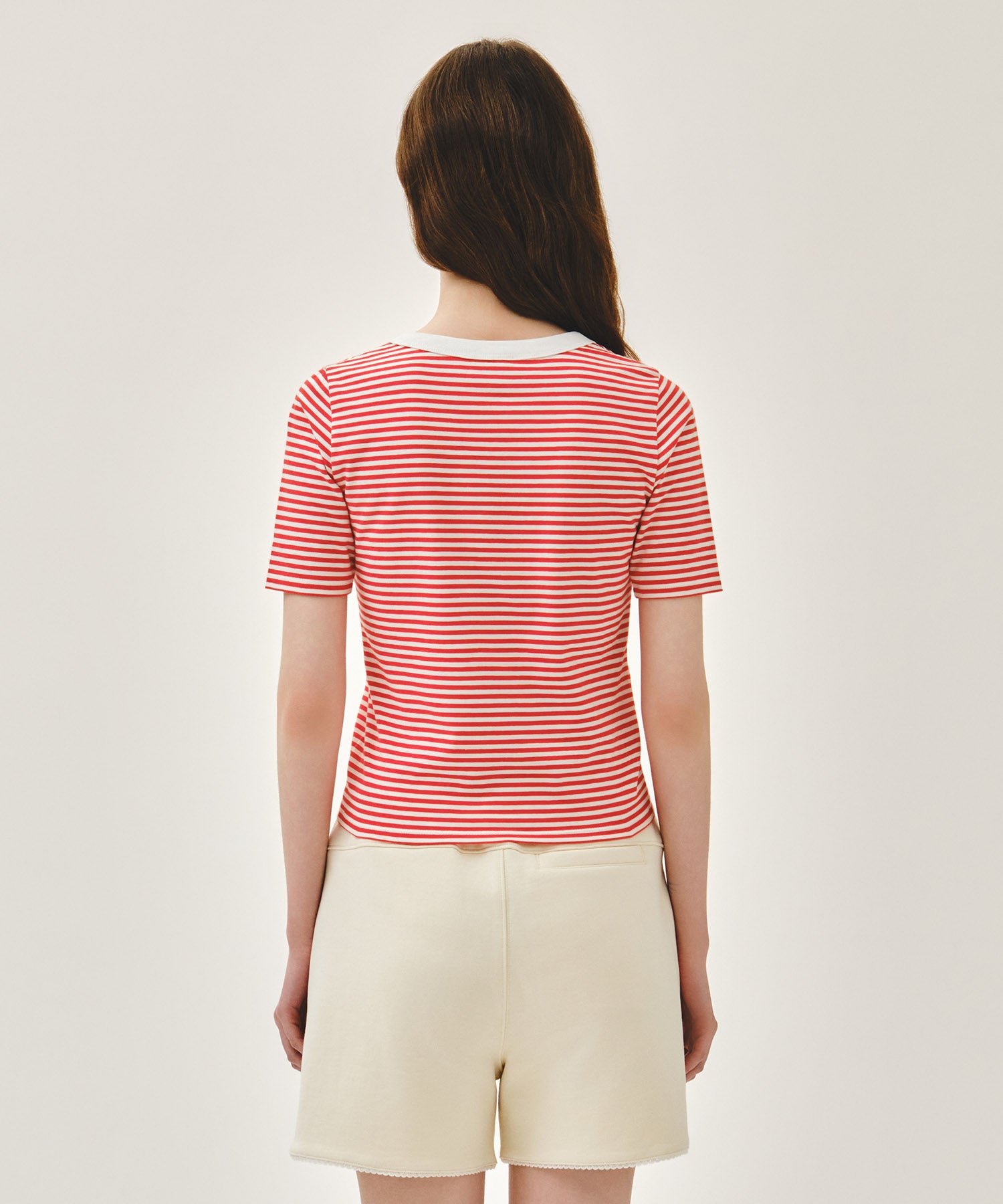 Marithe & Francois Girbaud - Stripe Henley Neck Tee (Red) product image 3 | TRAB K-Fashion Australia