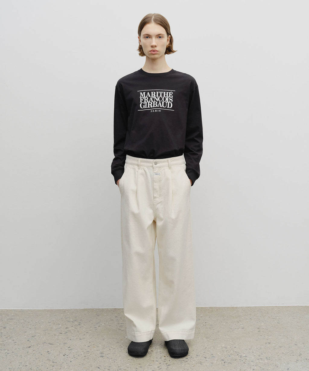 Marithe & Francois Girbaud - Low-waist Tuck Wide Denim Pants (Ecru) product image 3 | TRAB K-Fashion Australia