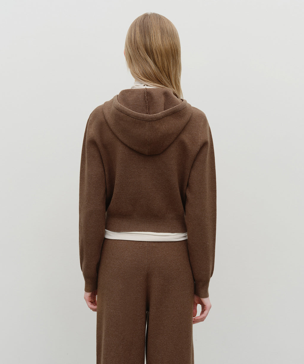Marithe & Francois Girbaud - Classic Logo Crop Knit Hoodie Zipup (Brown) product image 3 | TRAB K-Fashion Australia
