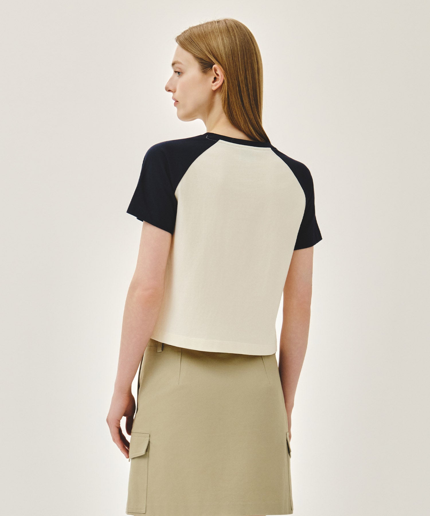 Marithe & Francois Girbaud - Small Regular Logo Raglan Crop Tee (Navy) product image 3 | TRAB K-Fashion Australia