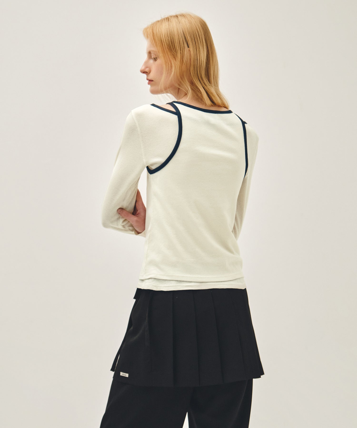 Marithe & Francois Girbaud - Sleeveless Layered Long Sleeve Tee (Ivory) product image 3 | TRAB K-Fashion Australia