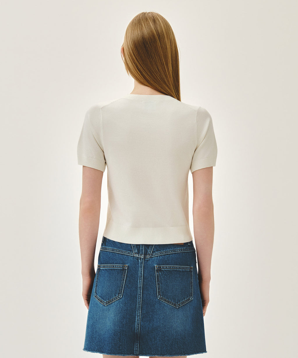 Marithe & Francois Girbaud - Small Classic Logo Half Knit Pullover (Ivory) product image 5 | TRAB K-Fashion Australia