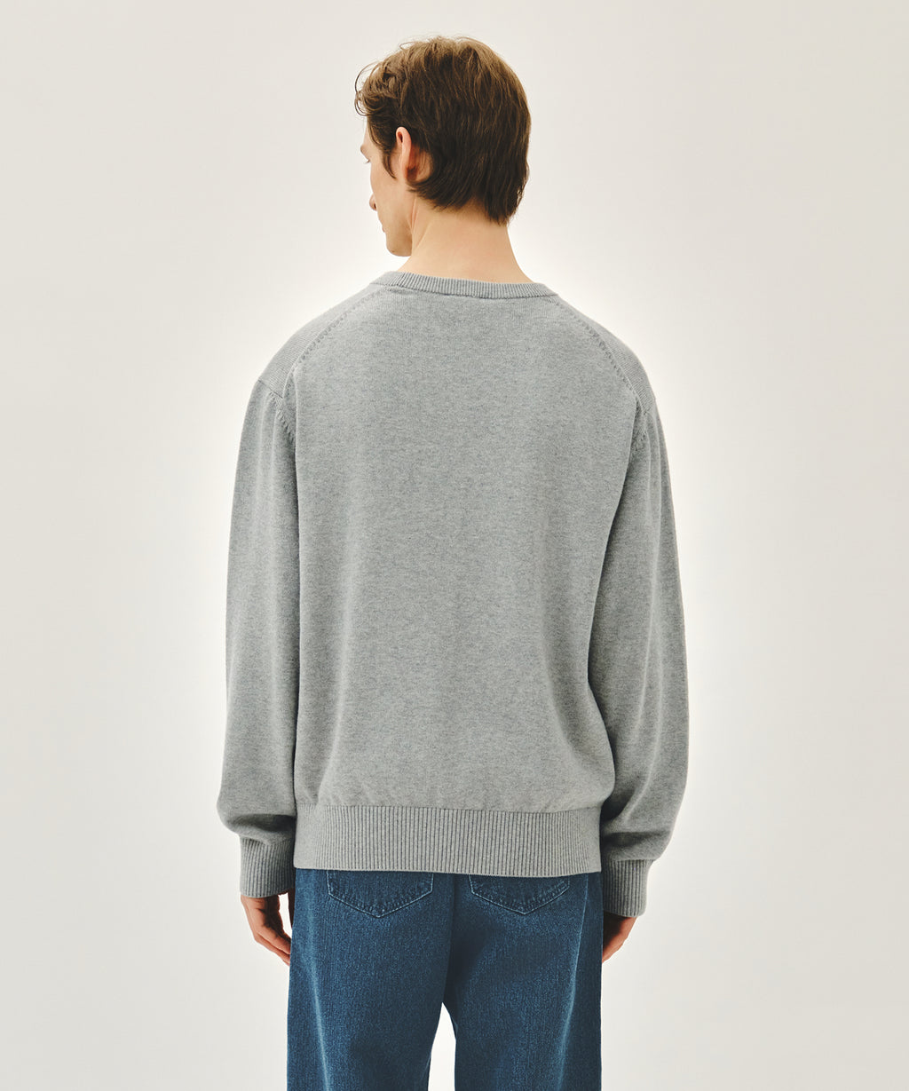 Marithe & Francois Girbaud - Drawing Classic Logo Knit Pullover (Melange Gray) product image 3 | TRAB K-Fashion Australia