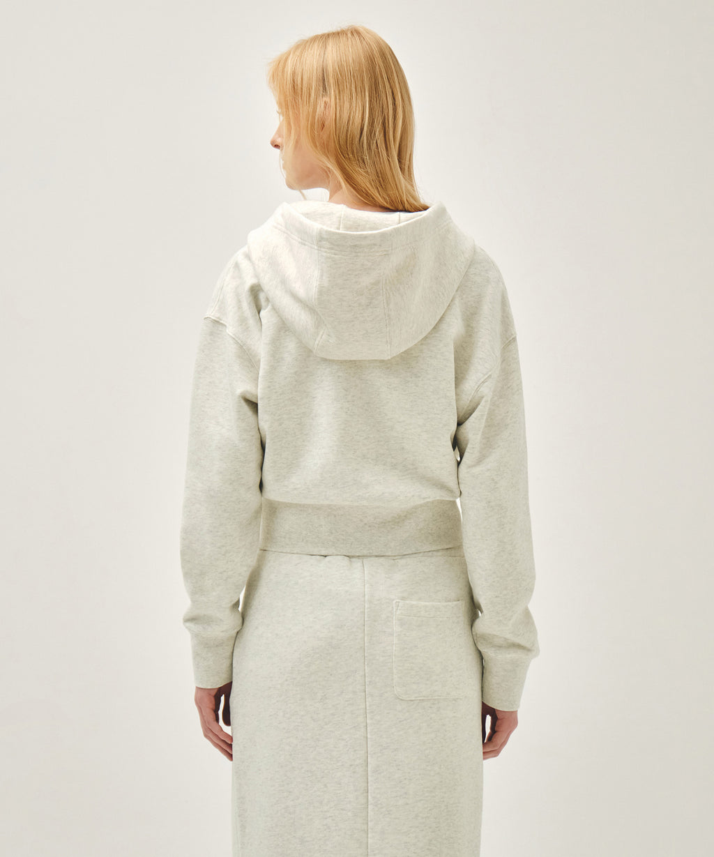 Marithe & Francois Girbaud - Classic Logo Crop Hoodie Zipup (Oatmeal) product image 3 | TRAB K-Fashion Australia