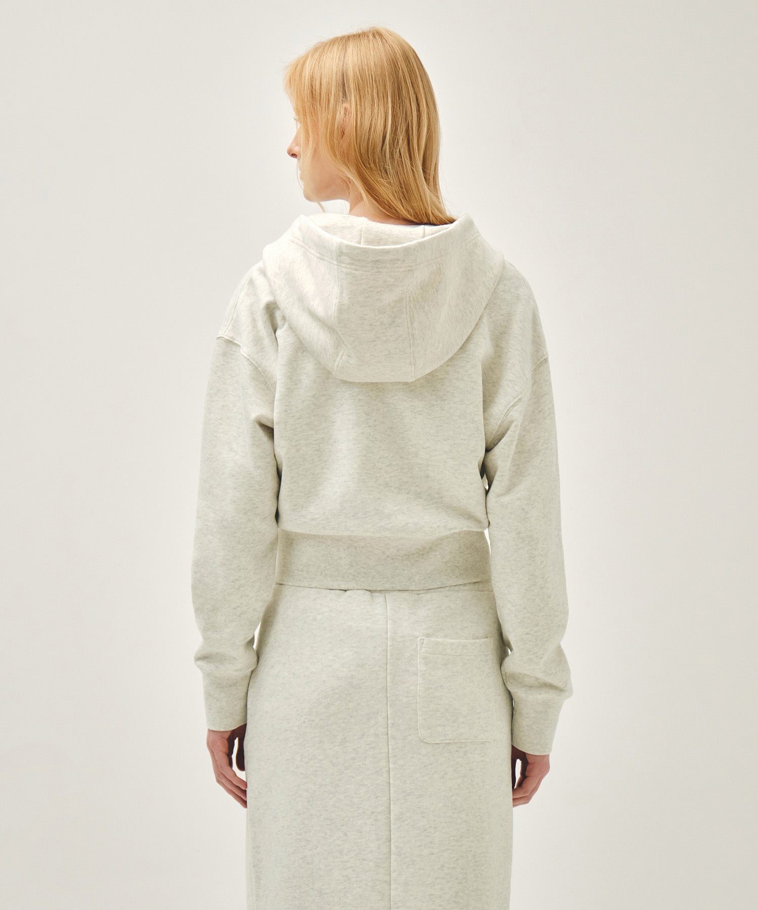 Marithe & Francois Girbaud - Classic Logo Crop Hoodie Zipup (Oatmeal) product image 3 | TRAB K-Fashion Australia