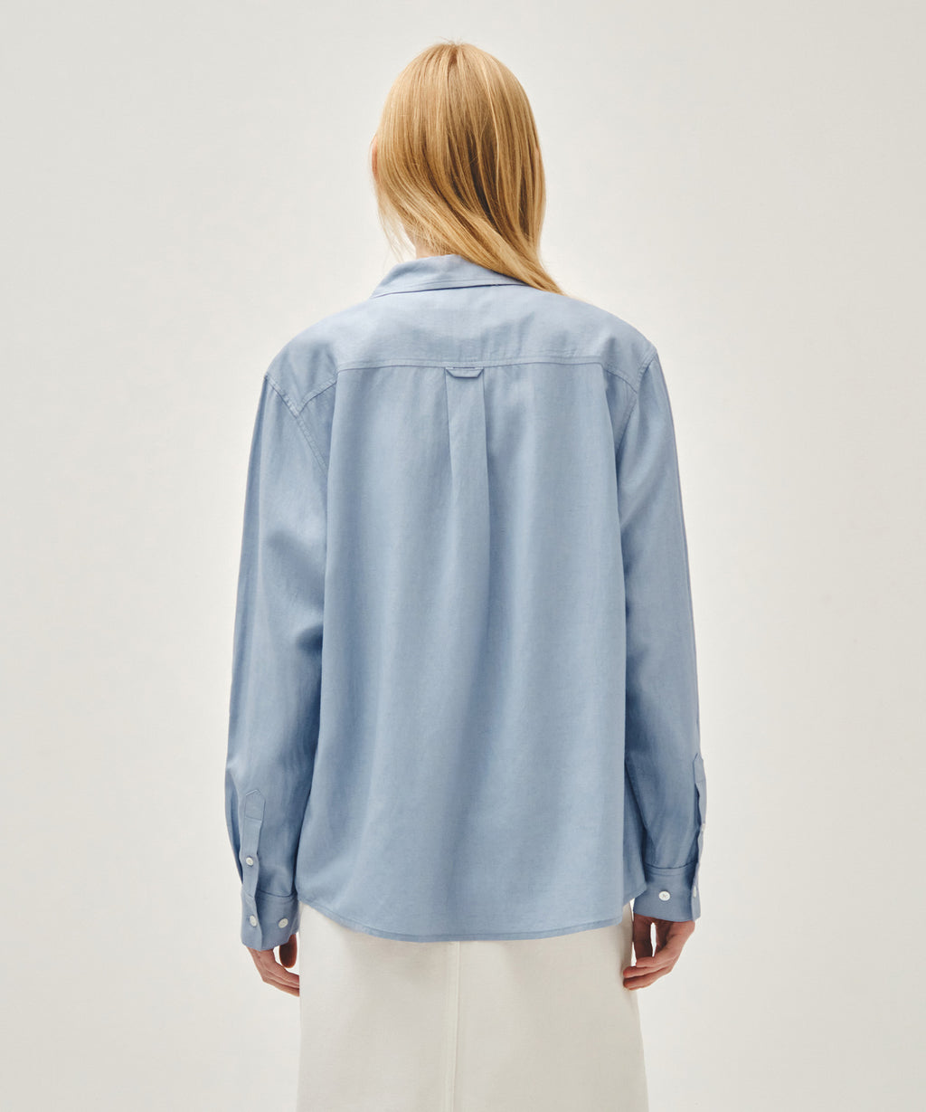 Marithe & Francois Girbaud - Classic Logo Linen Shirt (Sky Blue) product image 3 | TRAB K-Fashion Australia