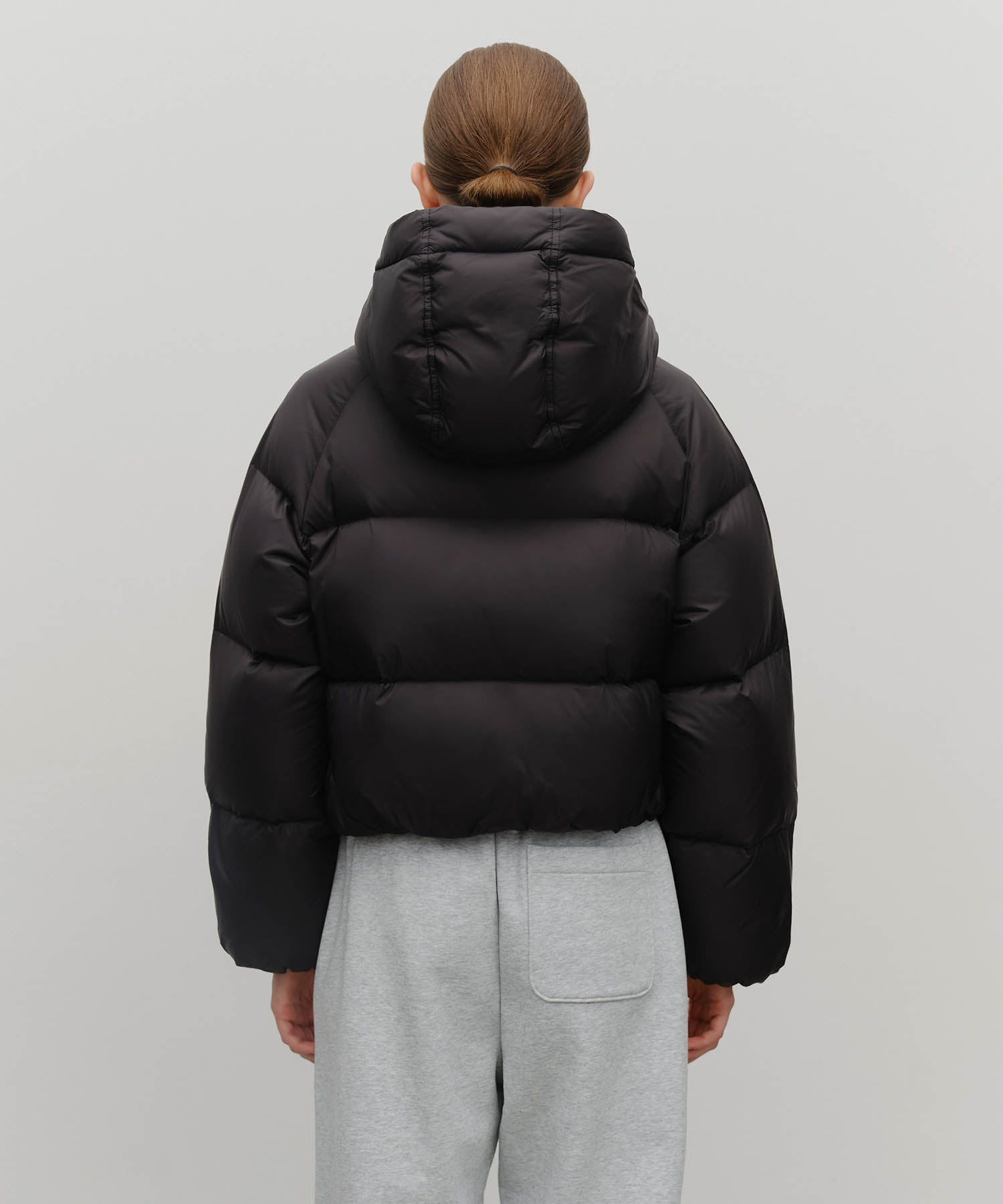 Marithe & Francois Girbaud - Regular Logo Hooded Crop Down Jacket (Black) product image 3 | TRAB K-Fashion Australia