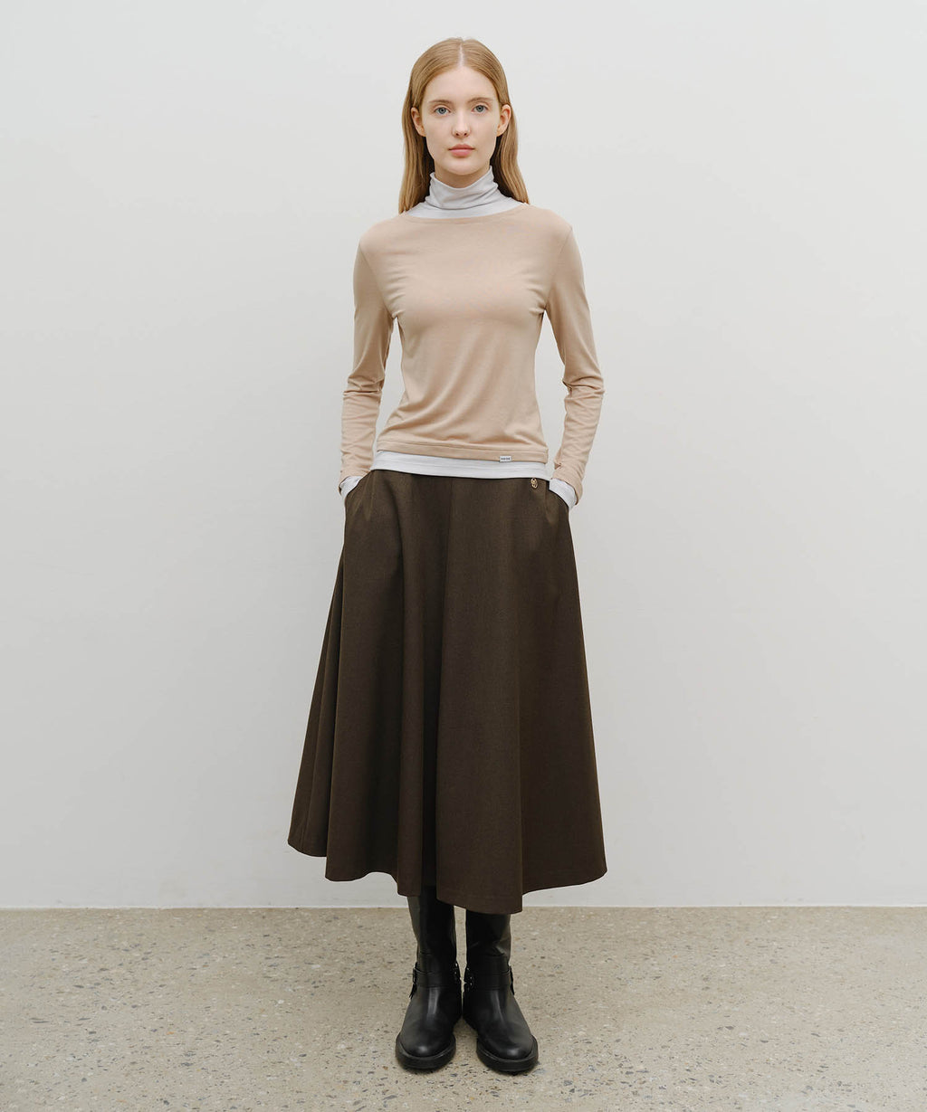 Marithe & Francois Girbaud - Long Flare Skirt (Brown) product image 3 | TRAB K-Fashion Australia