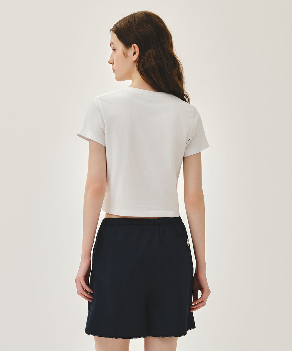 Marithe & Francois Girbaud - Sorona Cool Ribbon Graphic Crop Tee (White) product image 3 | TRAB K-Fashion Australia