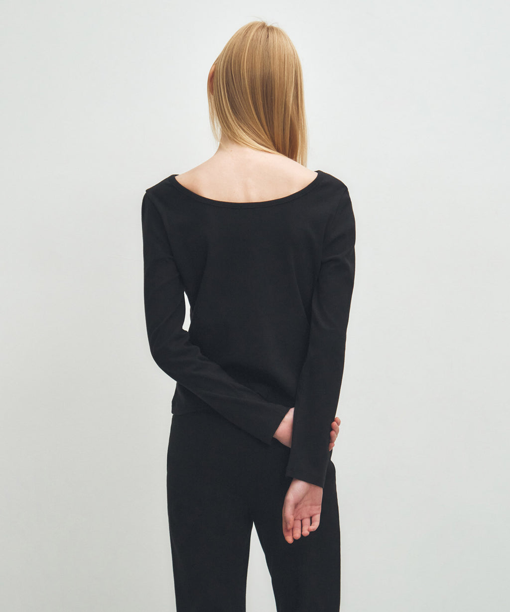 Marithe & Francois Girbaud - Basic Scoop Back Long Sleeve (Black) product image 3 | TRAB K-Fashion Australia