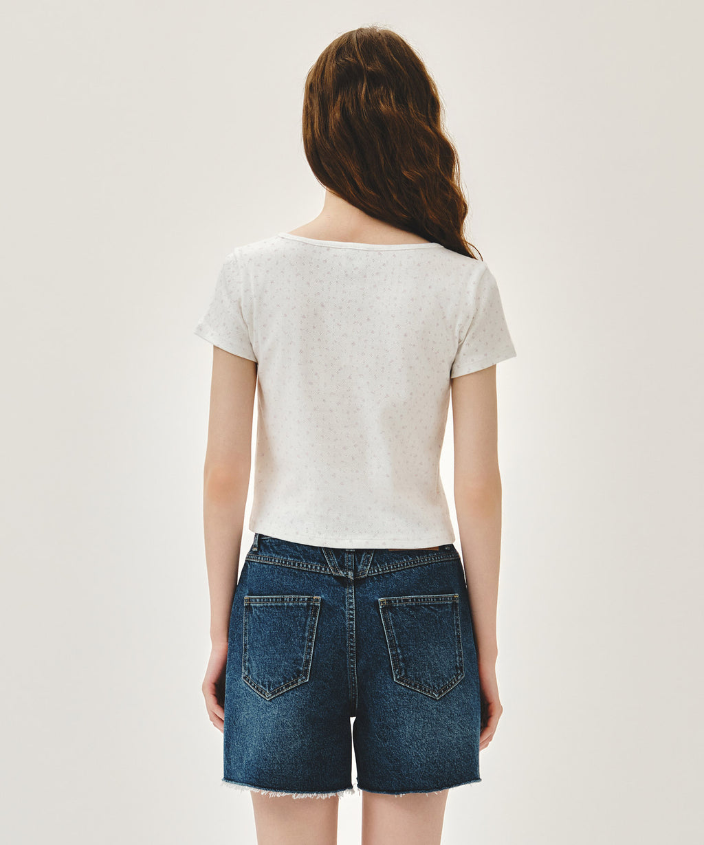 Marithe & Francois Girbaud - Flower Slim Crop Tee (Ivory) product image 3 | TRAB K-Fashion Australia