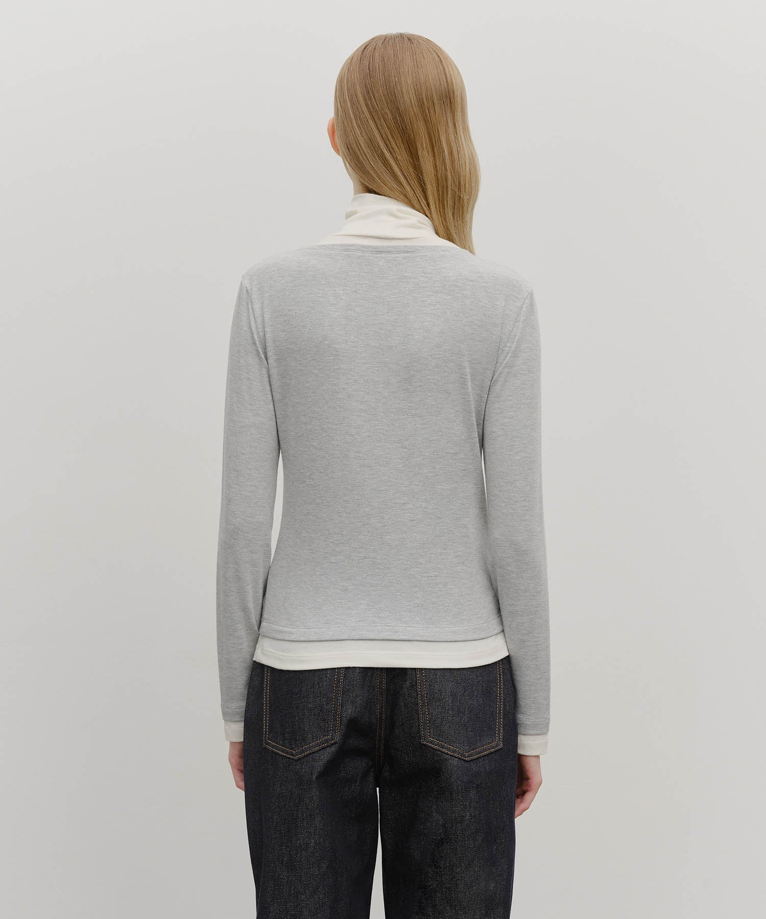 Marithe & Francois Girbaud - Layered Turtle Neck Long Sleeve (Heather Gray) product image 3 | TRAB K-Fashion Australia
