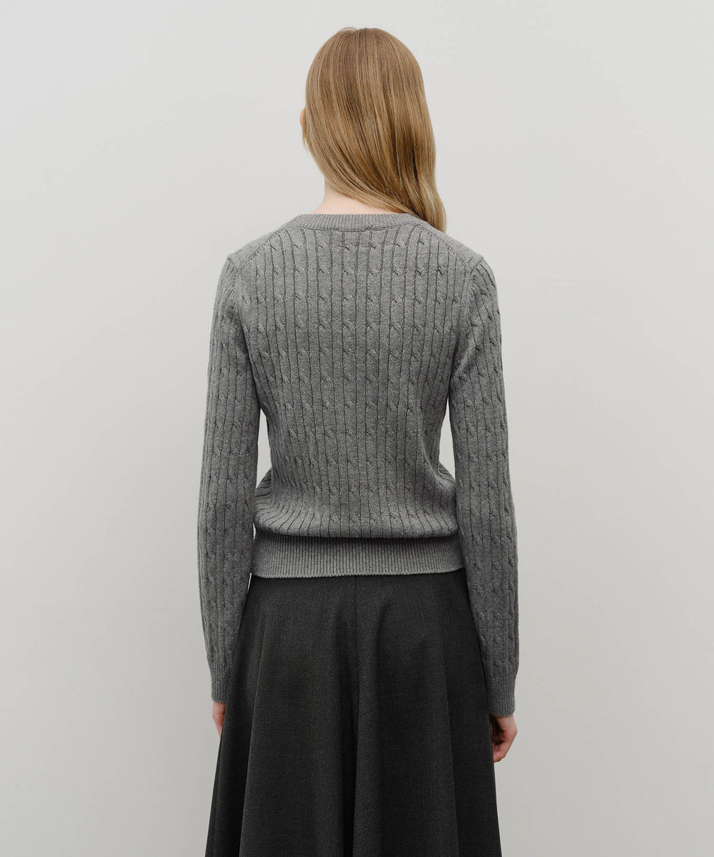 Marithe & Francois Girbaud - Vineyard Cable Knit Pullover (Melange Gray) product image 3 | TRAB K-Fashion Australia
