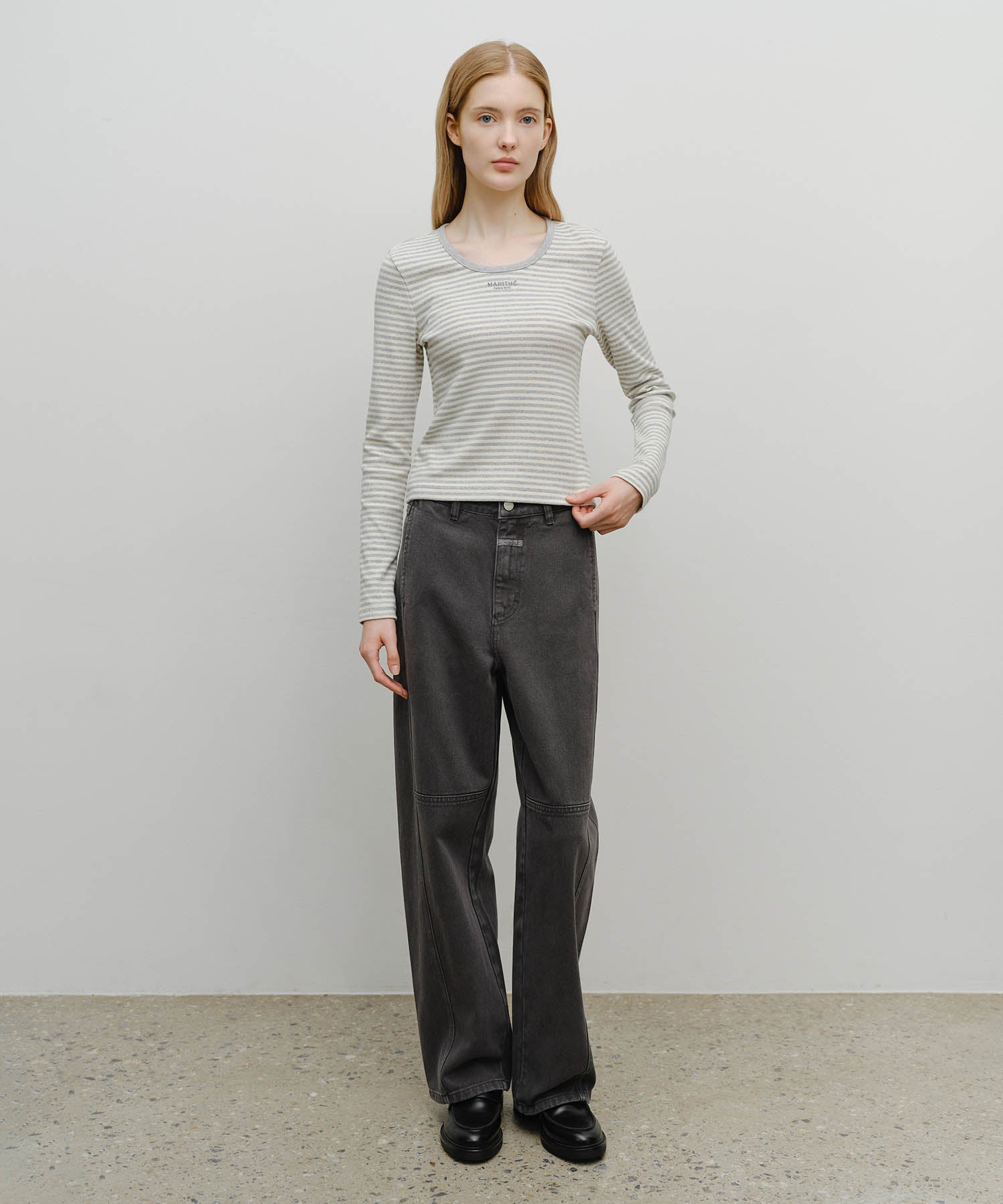 Marithe & Francois Girbaud - Paneled Denim Pants (Dark Gray) product image 3 | TRAB K-Fashion Australia