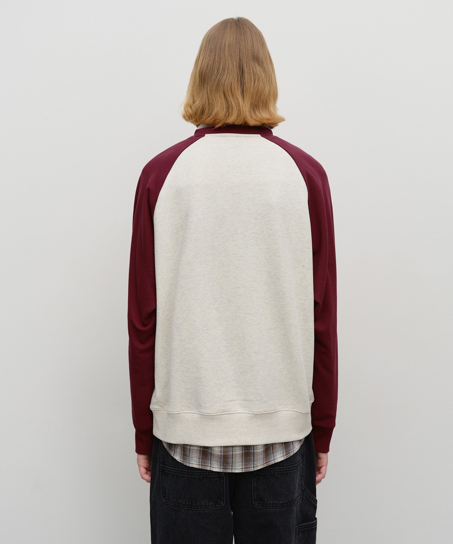 Marithe & Francois Girbaud - Classic Logo Color Block Raglan Sweatshirt (Burgundy) product image 3 | TRAB K-Fashion Australia