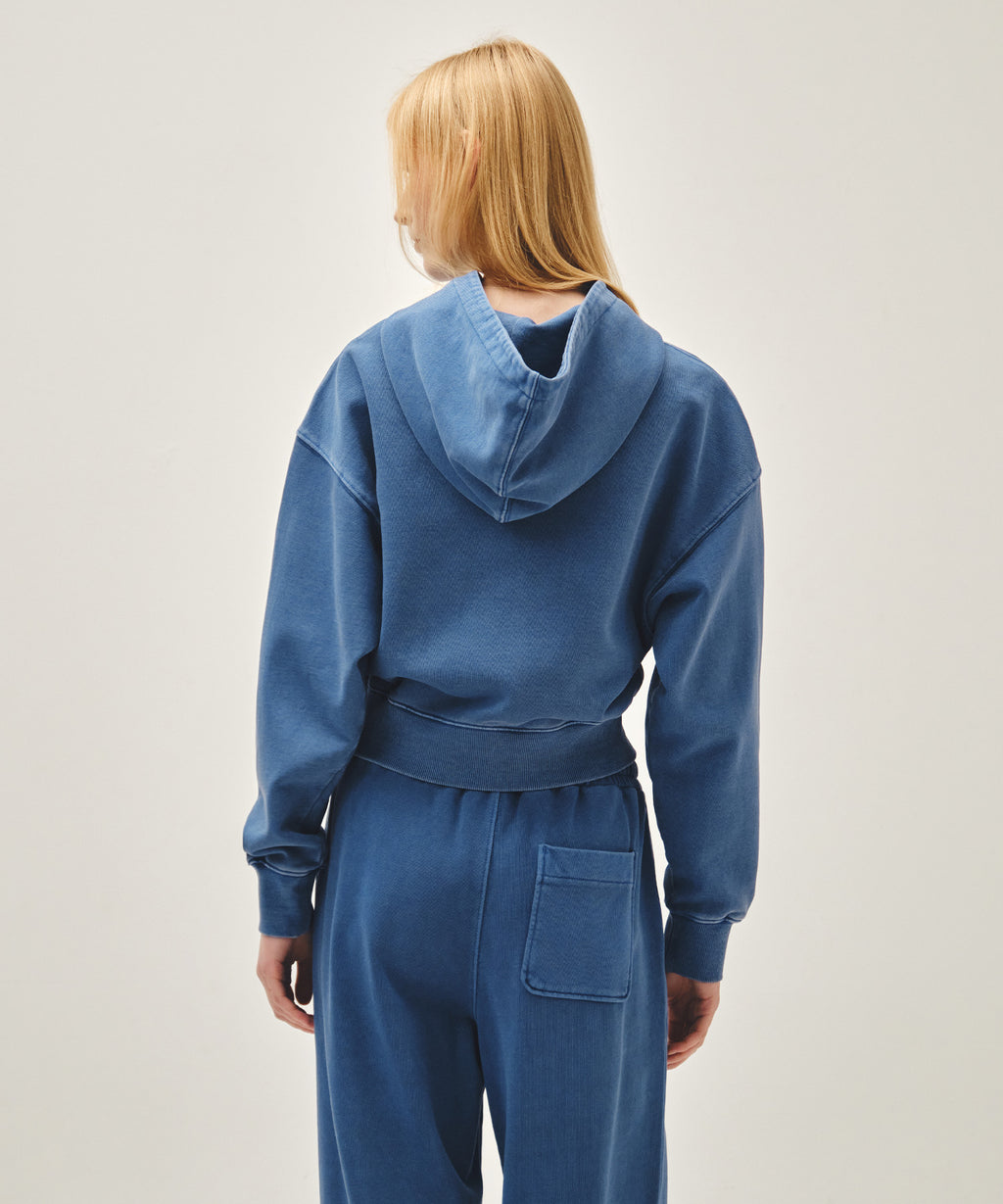 Marithe & Francois Girbaud - Shadow Classic Logo Dyeing Crop Hoodie (Blue) product image 3 | TRAB K-Fashion Australia
