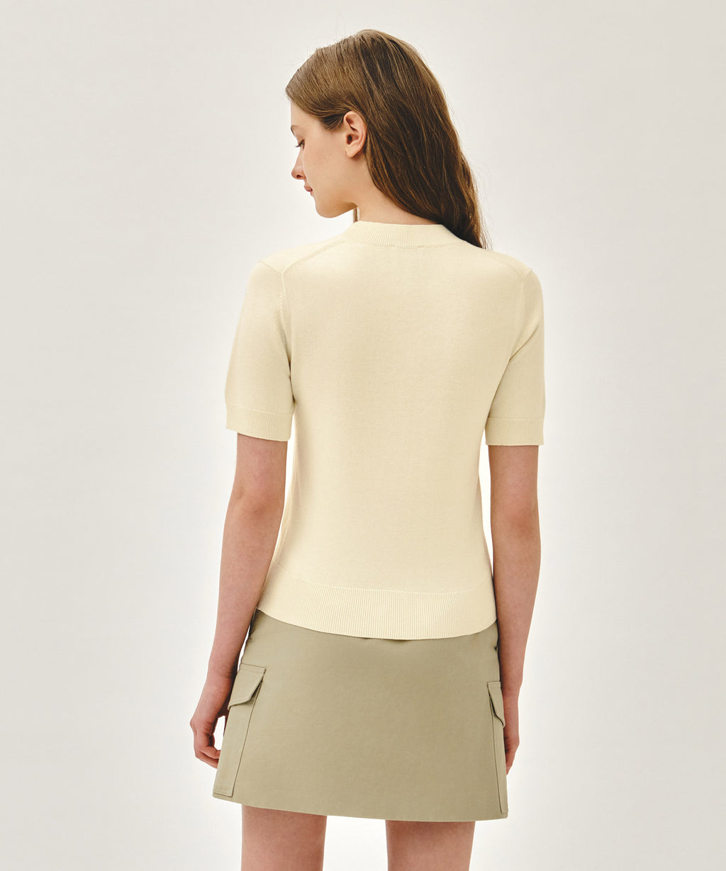 Marithe & Francois Girbaud - Doodle Bear Half Knit Pullover (Ivory) product image 3 | TRAB K-Fashion Australia