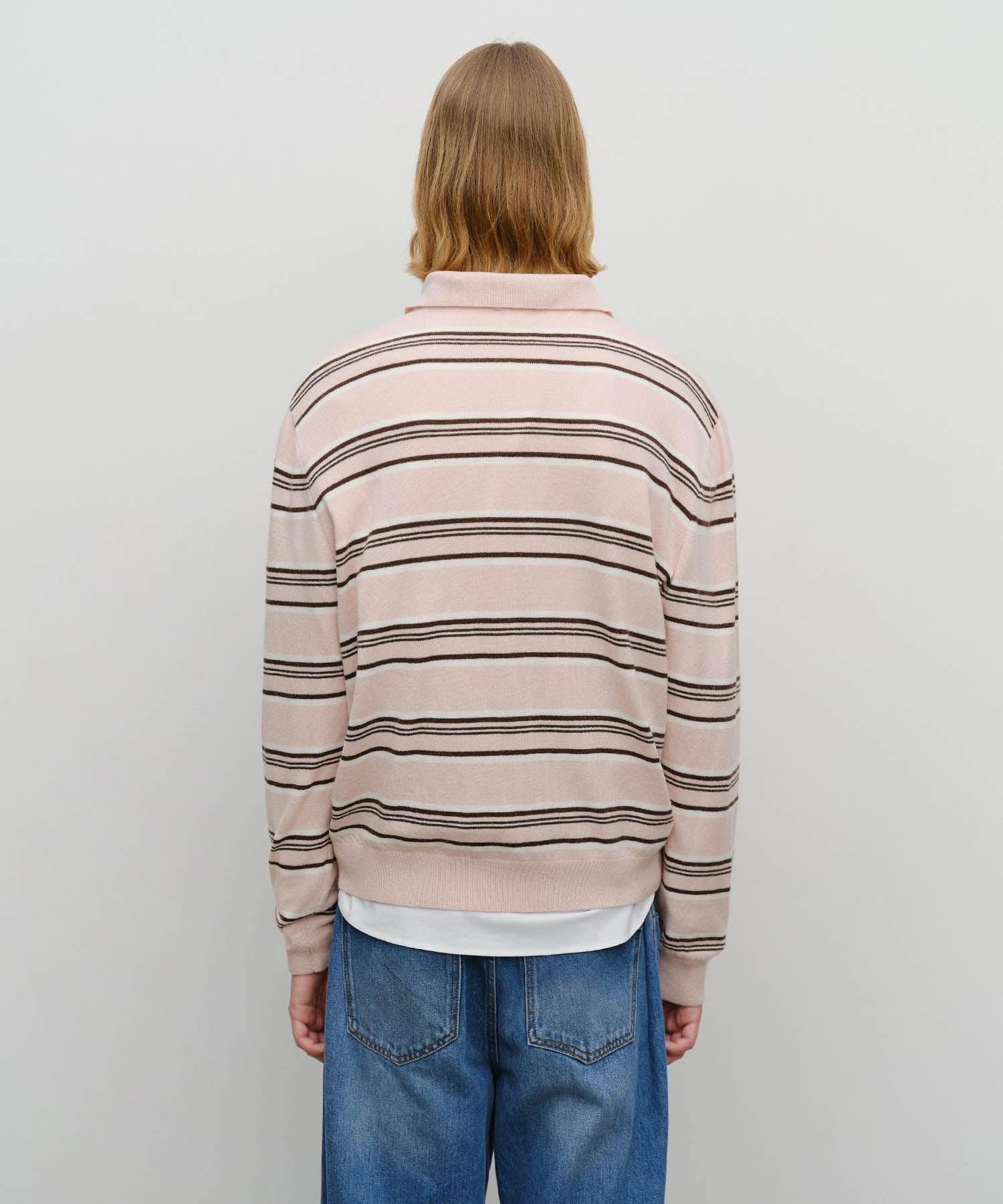Marithe & Francois Girbaud - Regular Logo Stripe Polo Knit (Pink) product image 5 | TRAB K-Fashion Australia