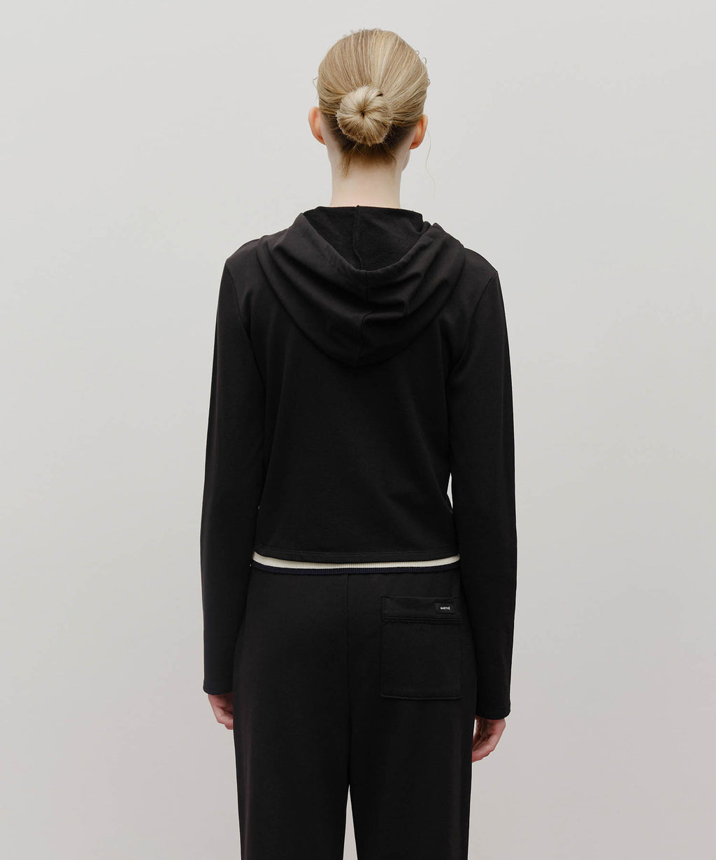 Marithe & Francois Girbaud - Slim Fit Crop Hoodie Zipup (Black) product image 3 | TRAB K-Fashion Australia