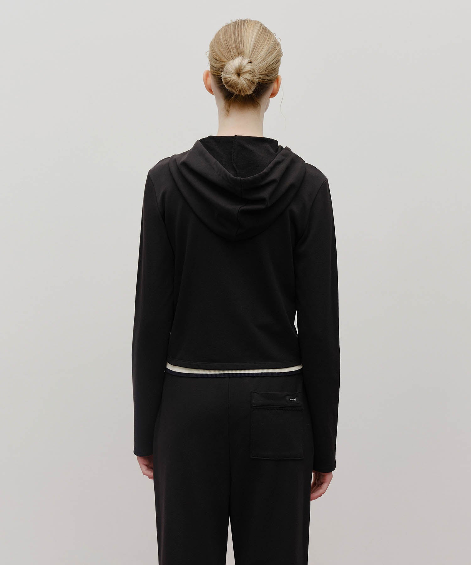 Marithe & Francois Girbaud - Slim Fit Crop Hoodie Zipup (Black) product image 3 | TRAB K-Fashion Australia