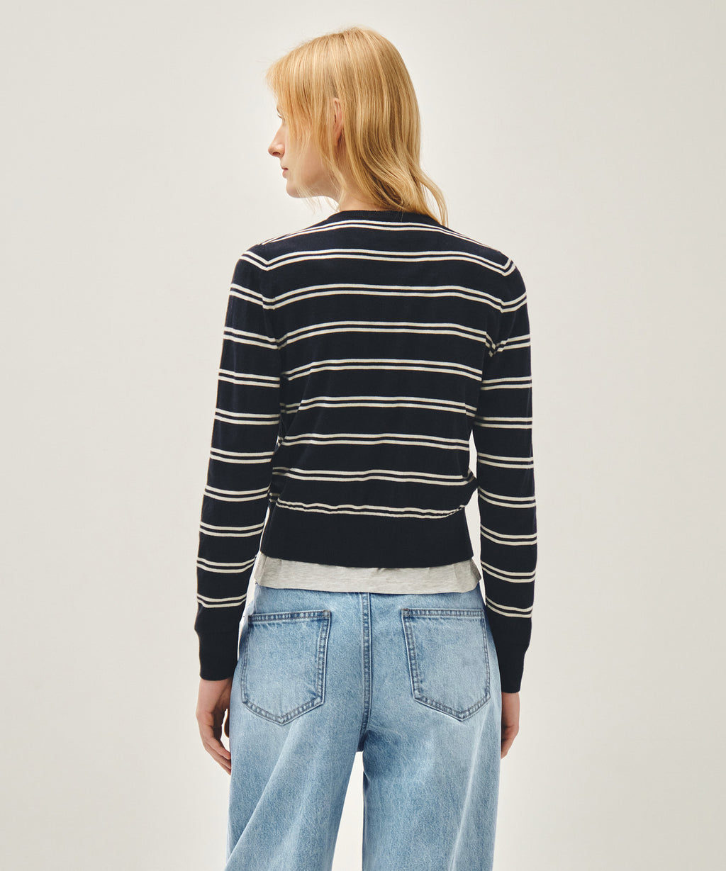 Marithe & Francois Girbaud - Stripe Knit Cardigan (Navy) product image 3 | TRAB K-Fashion Australia