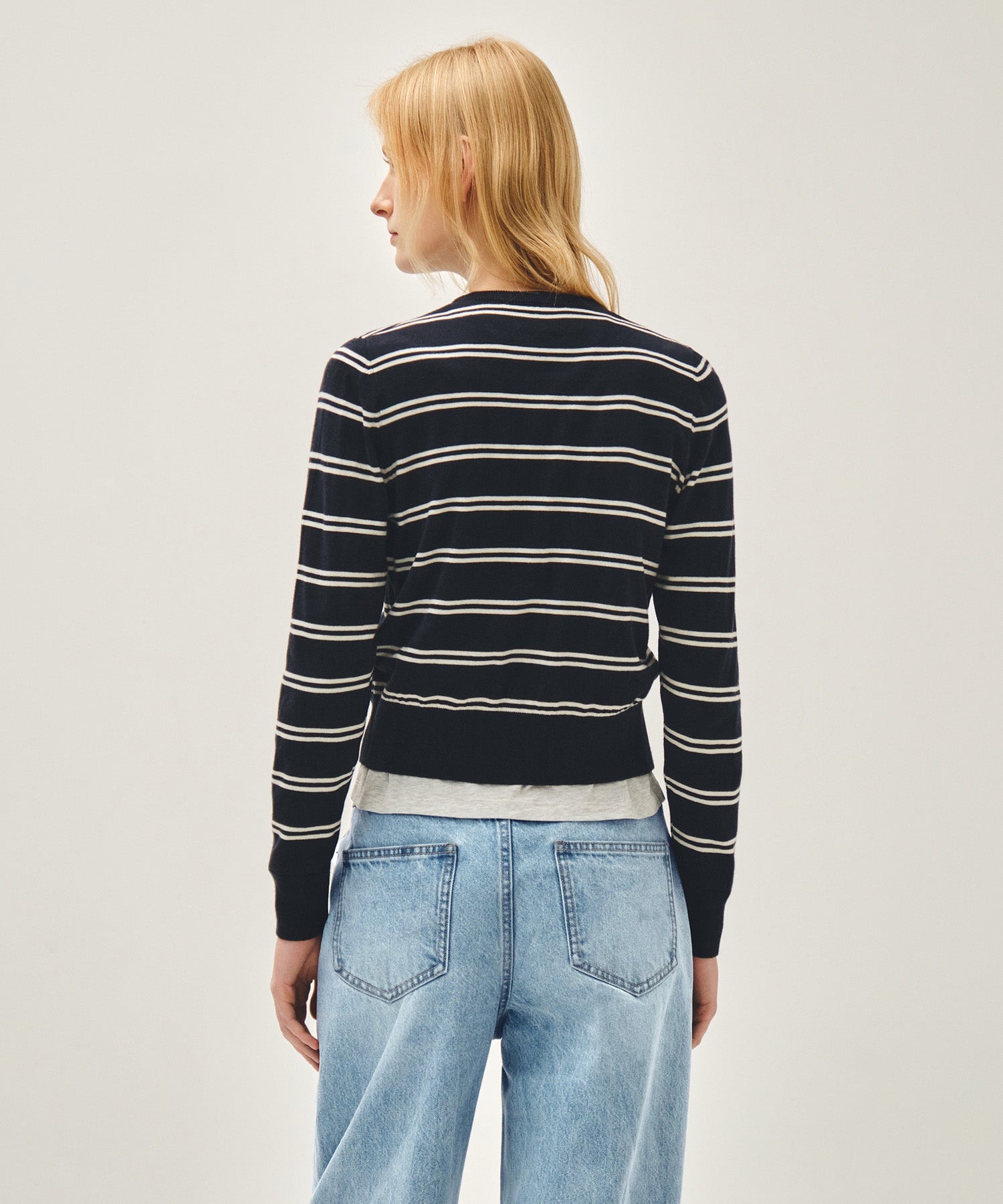 Marithe & Francois Girbaud - Stripe Knit Cardigan (Navy) product image 3 | TRAB K-Fashion Australia